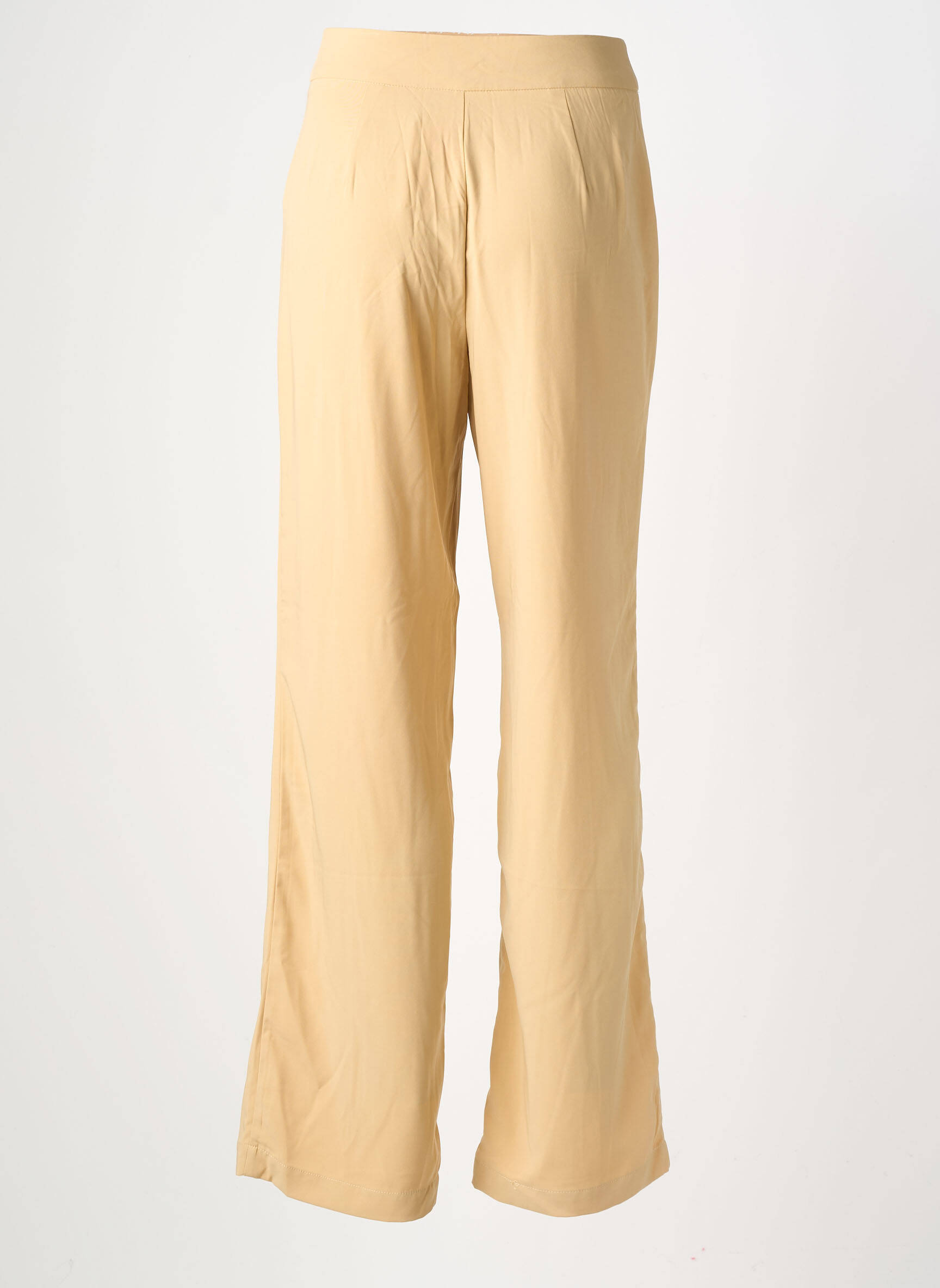 Pantalon flare fermeture zippée sous rabat avec crochet taille haute beige TIFFOSI femme