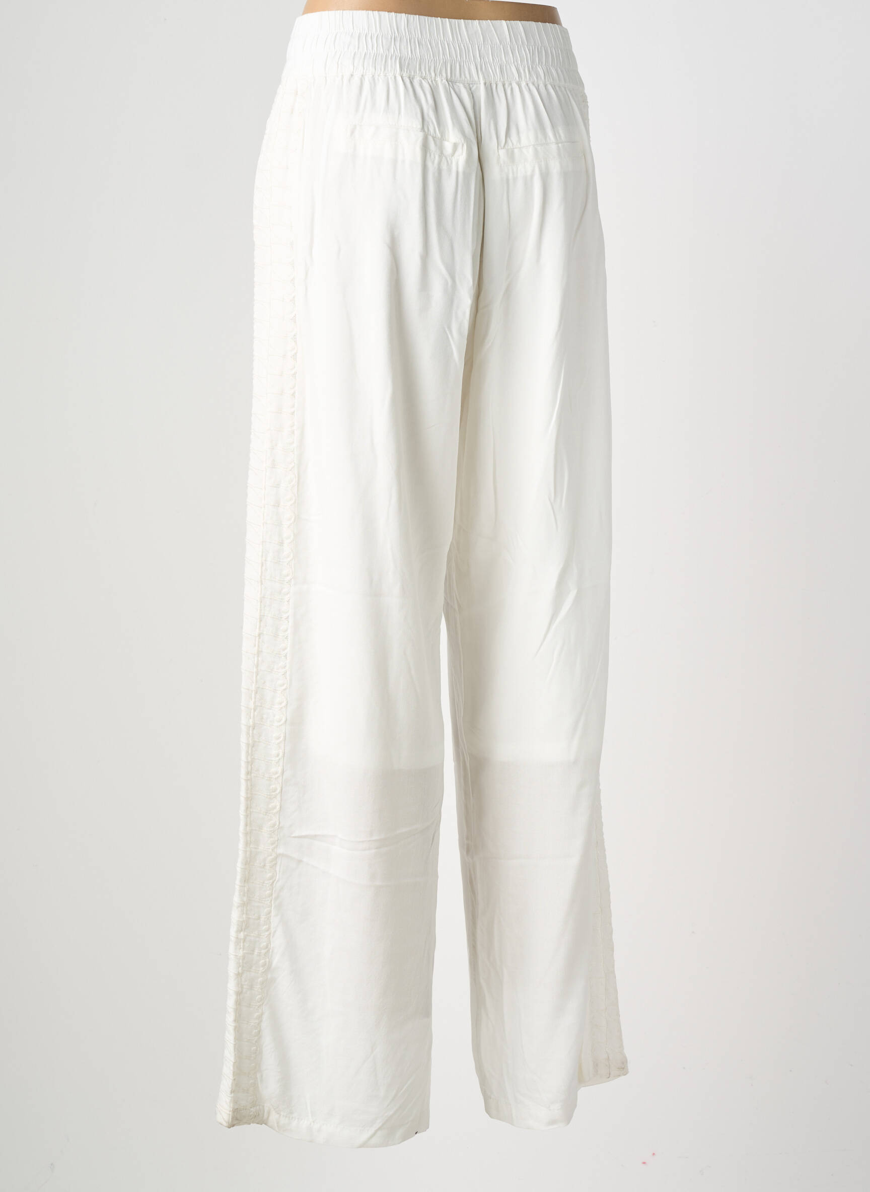 Pantalon droit tissage popeline taille normale blanc NÜ femme