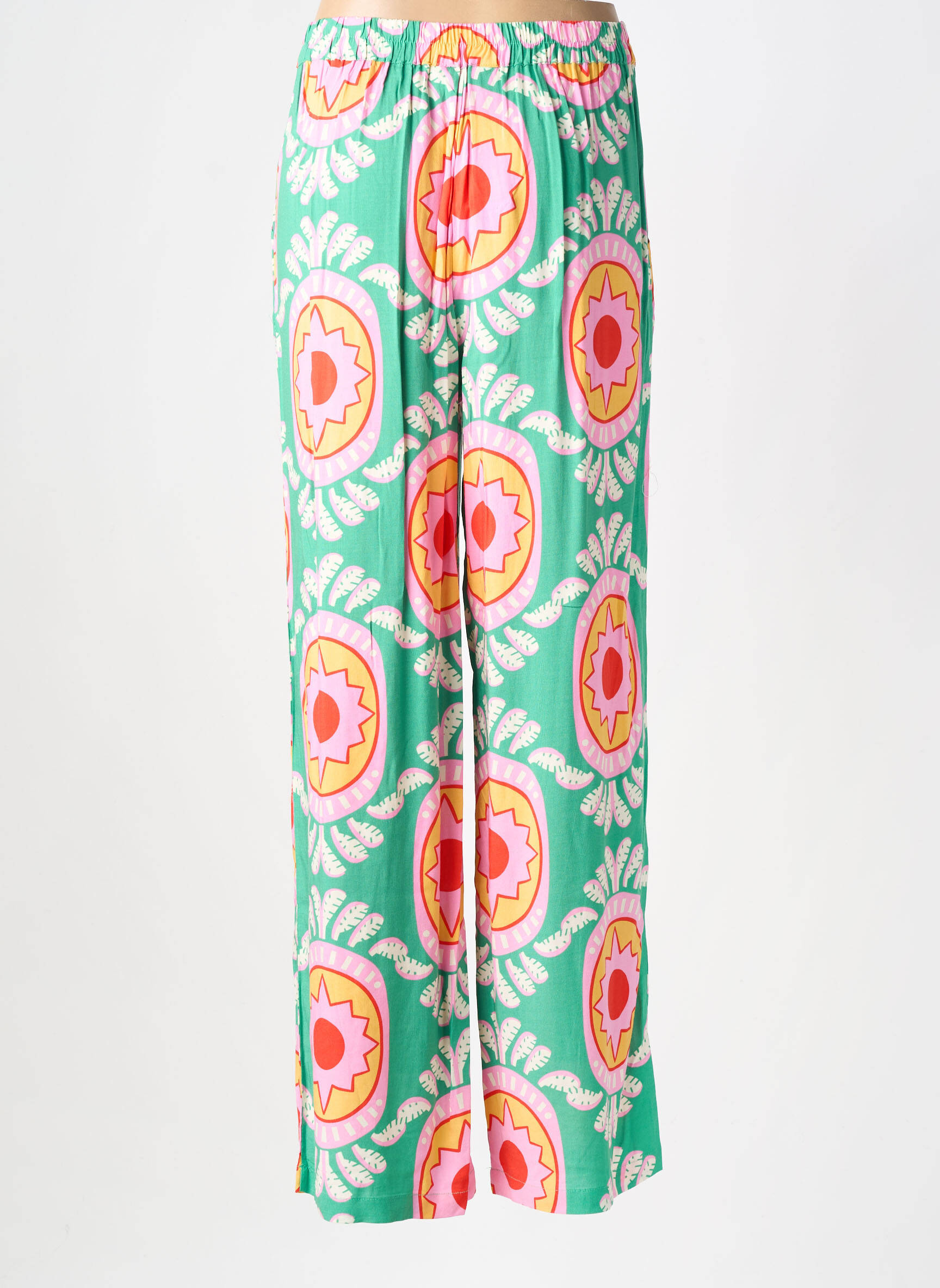 Pantalon large tissage popeline taille normale vert COMPAÑIA FANTASTICA femme