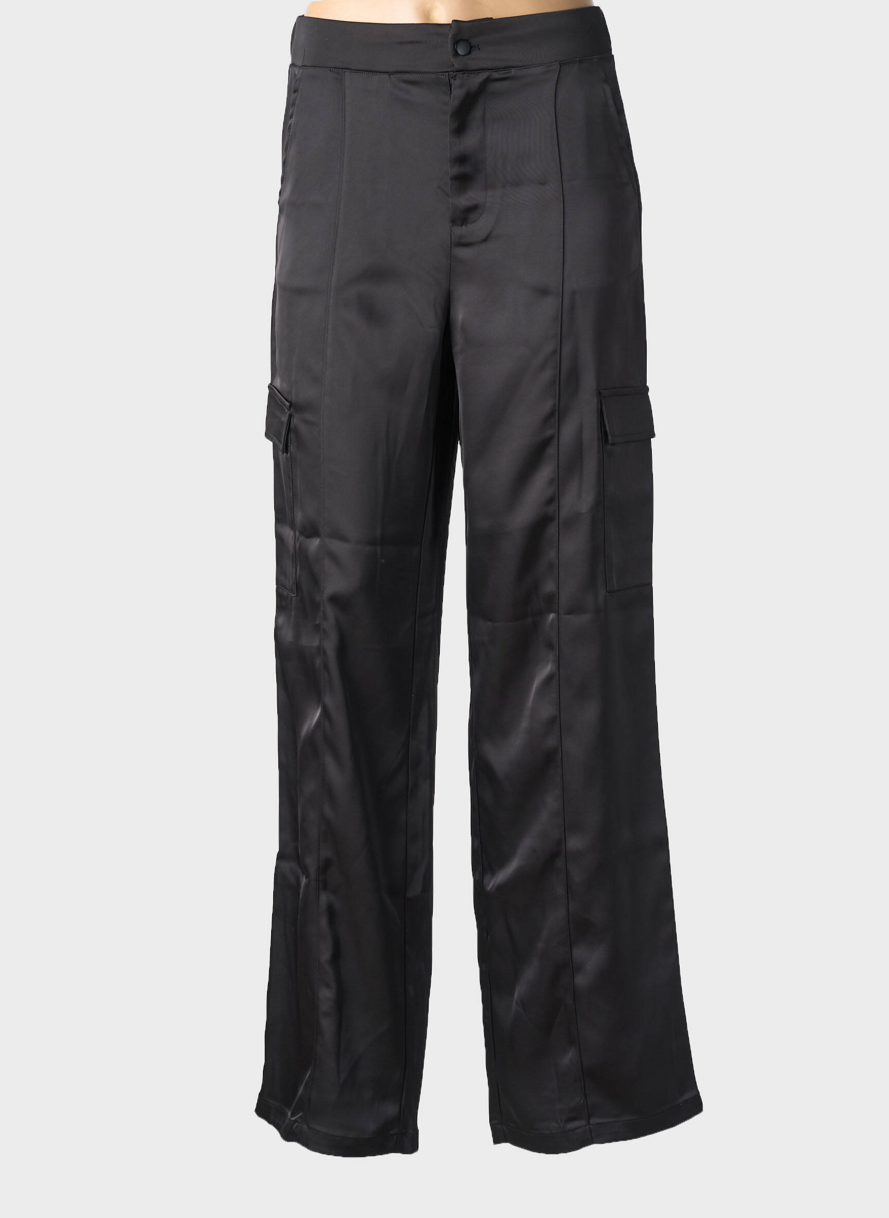 Pantalon cargo multipoches taille haute noir TIFFOSI femme