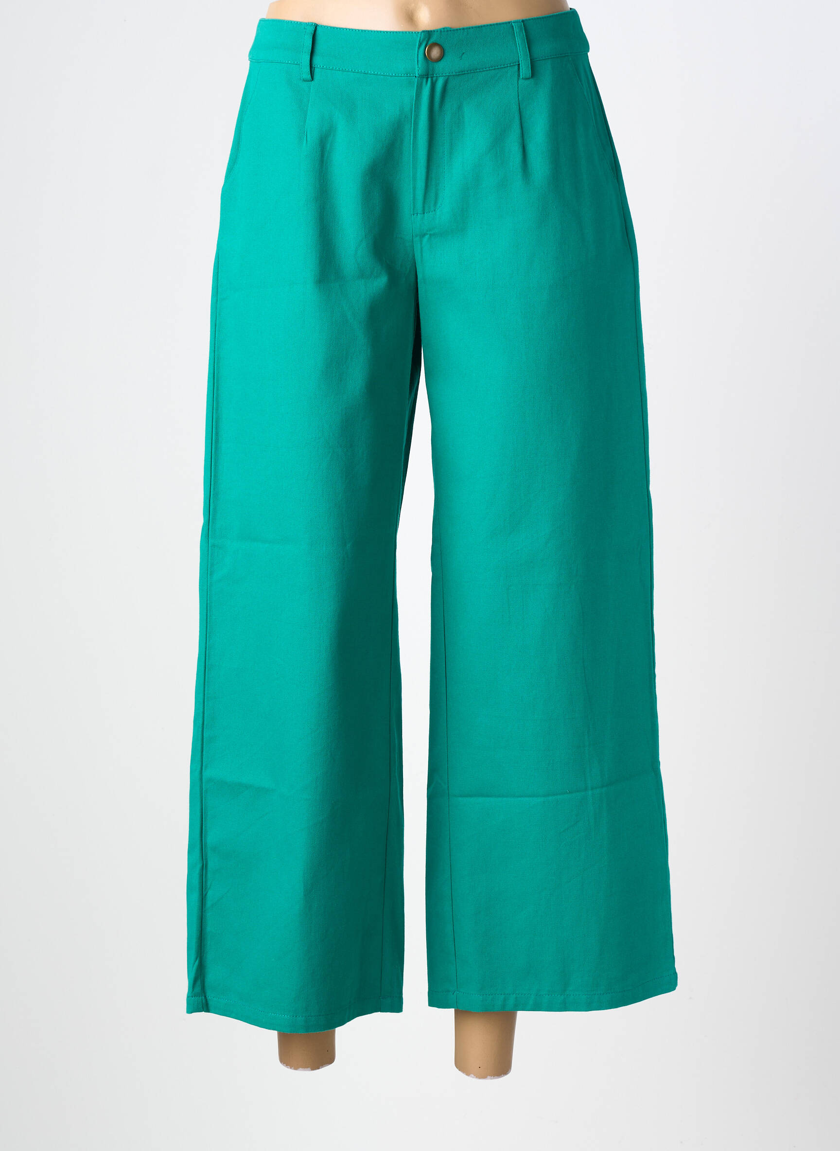 Jeans coupe large taille à pinces taille normale vert LA FIANCÉE femme