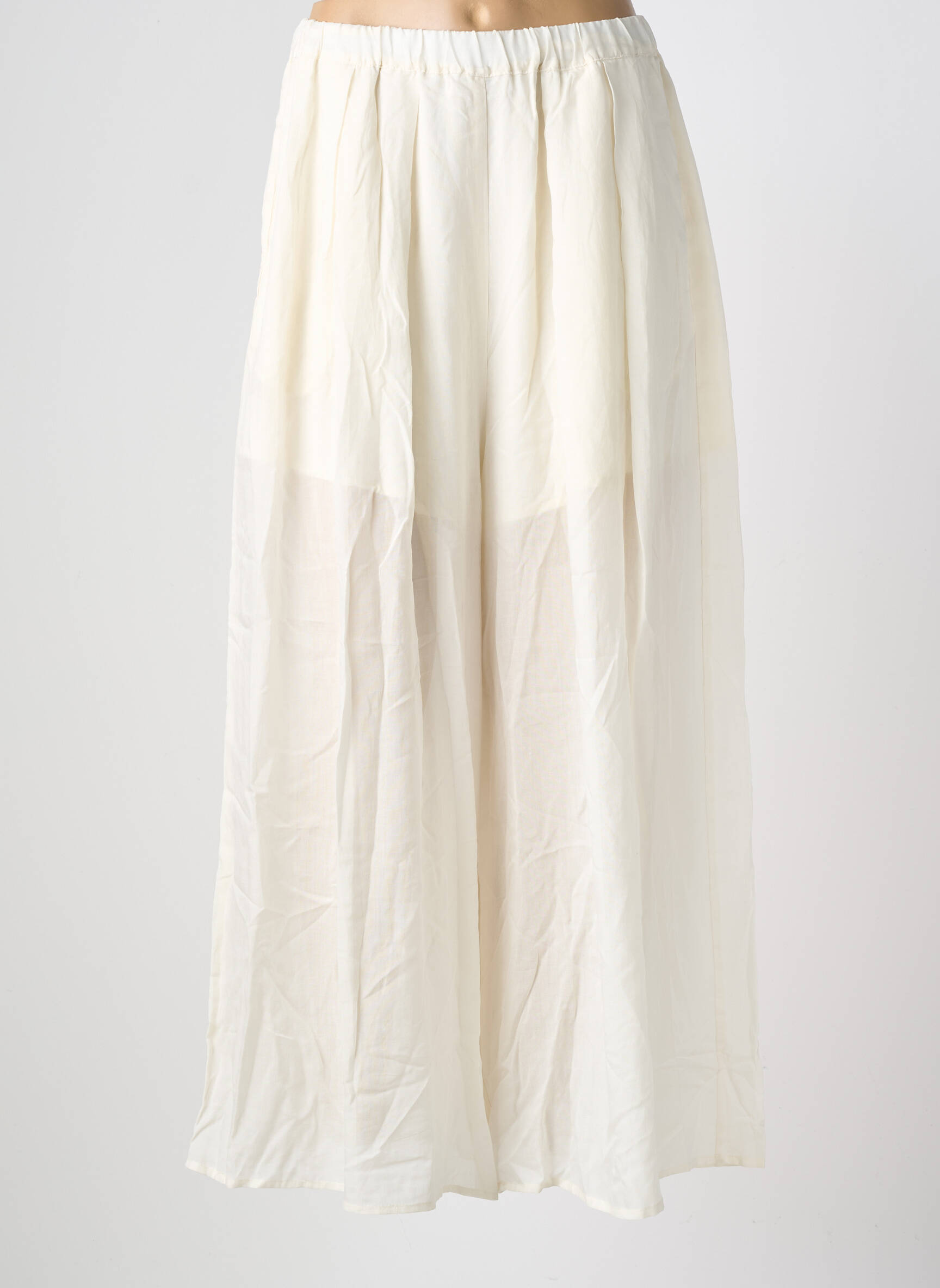 Pantalon 7/8 tissage popeline taille normale beige GIOYA & CO femme