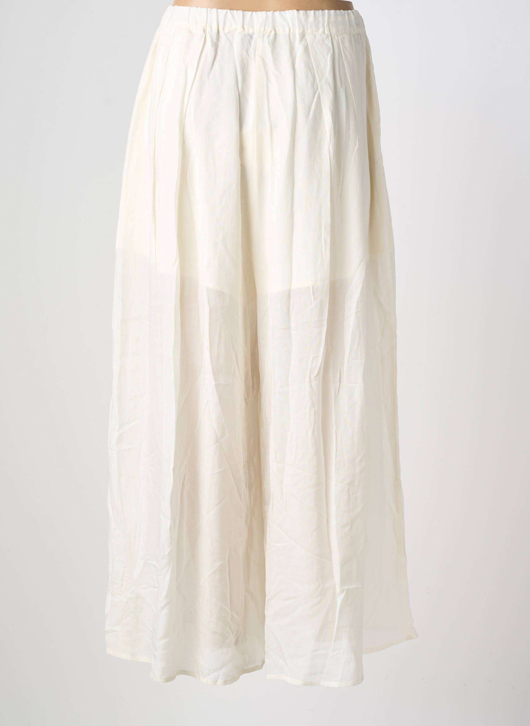 Pantalon 7/8 tissage popeline taille normale beige GIOYA & CO femme