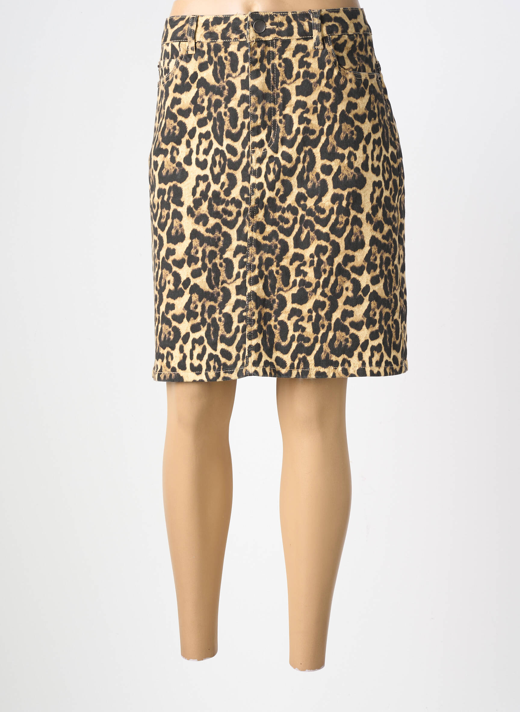 Jupe mi-longue coupe droite beige KAFFE femme