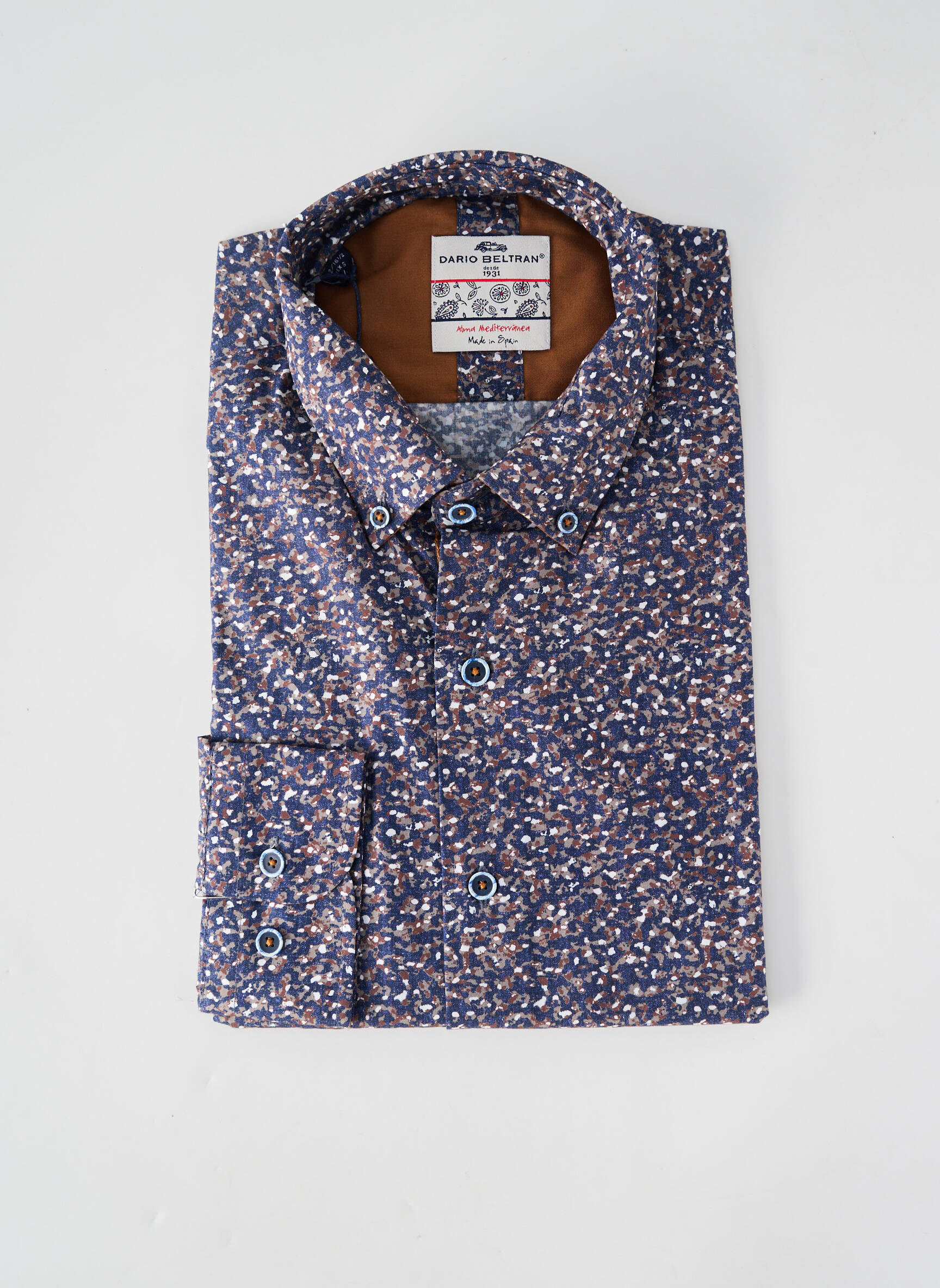 Chemise manches longues imprimé fantaisie bleu DARIO BELTRAN homme