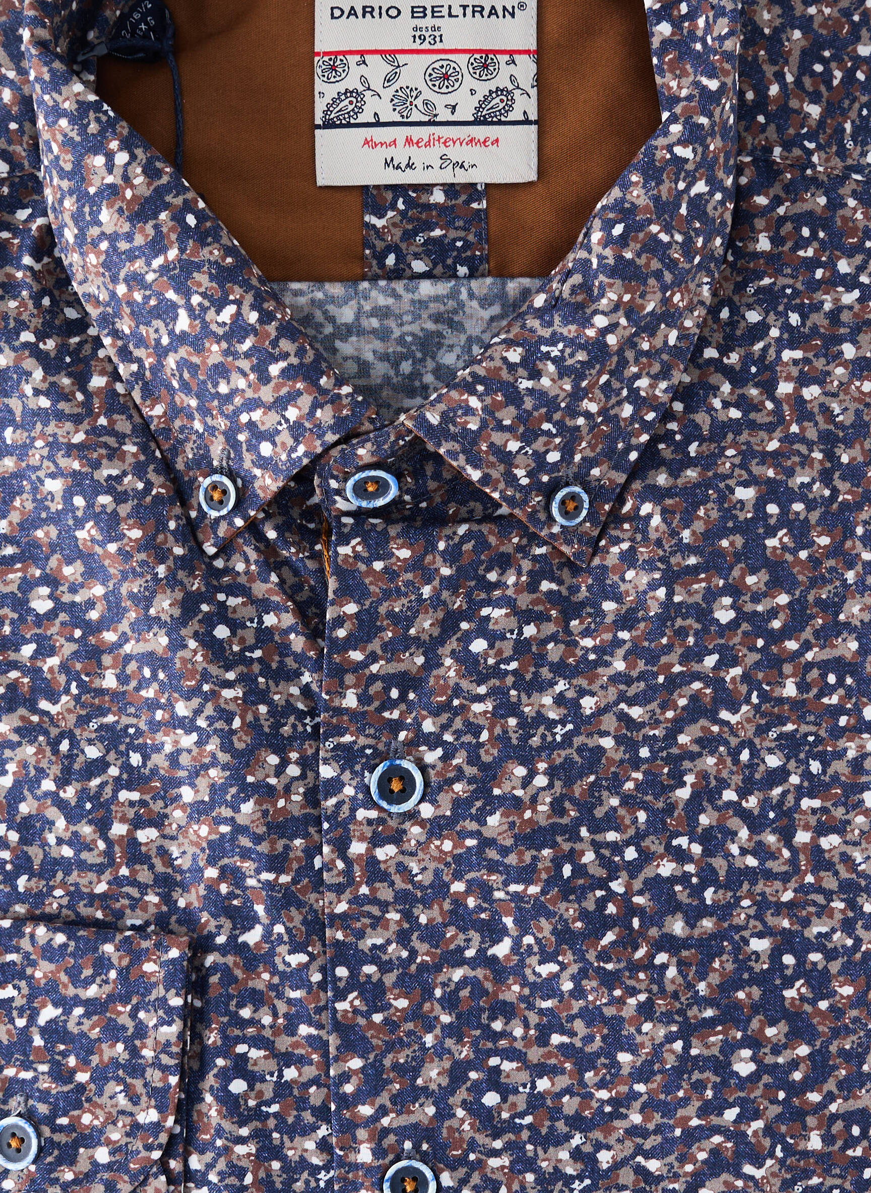 Chemise manches longues imprimé fantaisie bleu DARIO BELTRAN homme