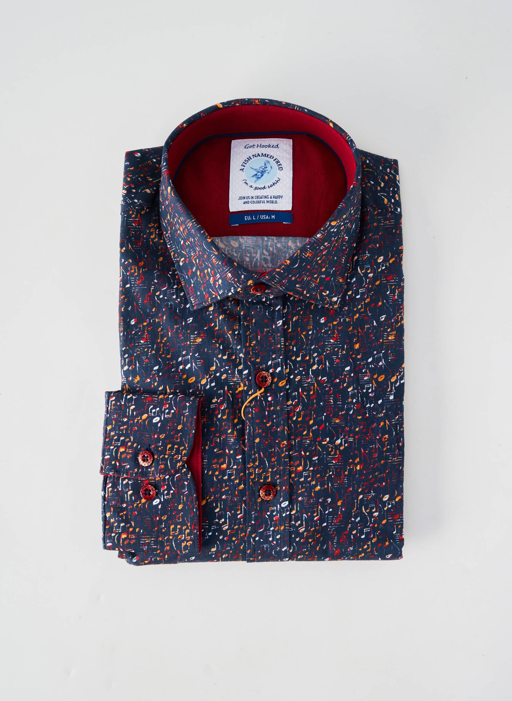 Chemise manches longues imprimé fantaisie bleu A FISH NAMED FRED homme