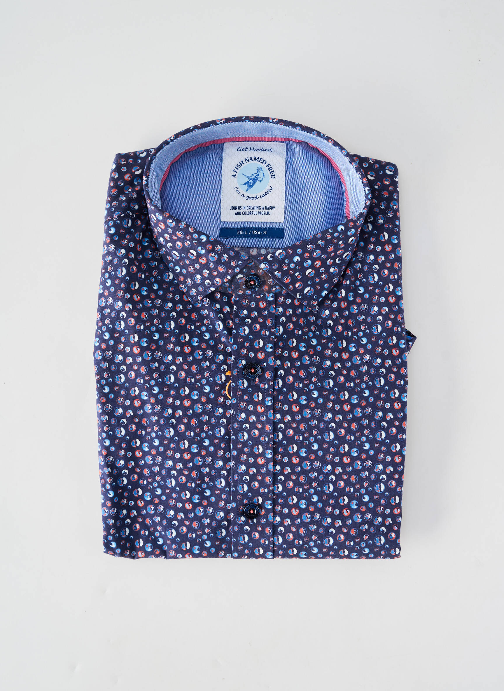 Chemise manches longues imprimé fantaisie bleu A FISH NAMED FRED homme