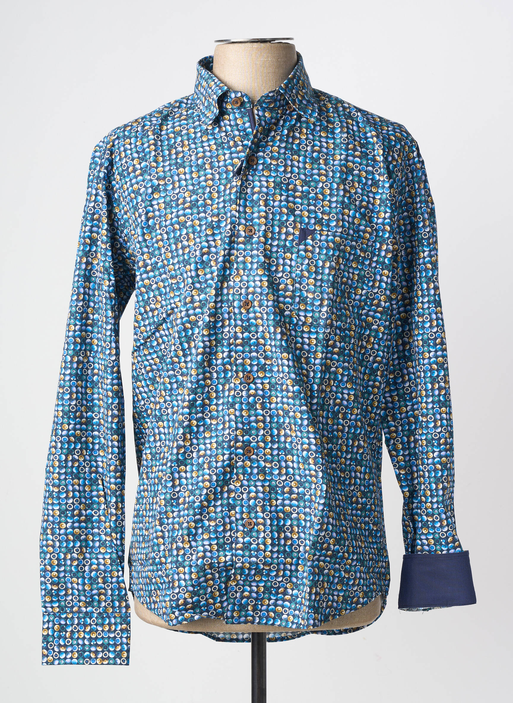 Chemise manches longues imprimé fantaisie bleu DARIO BELTRAN homme