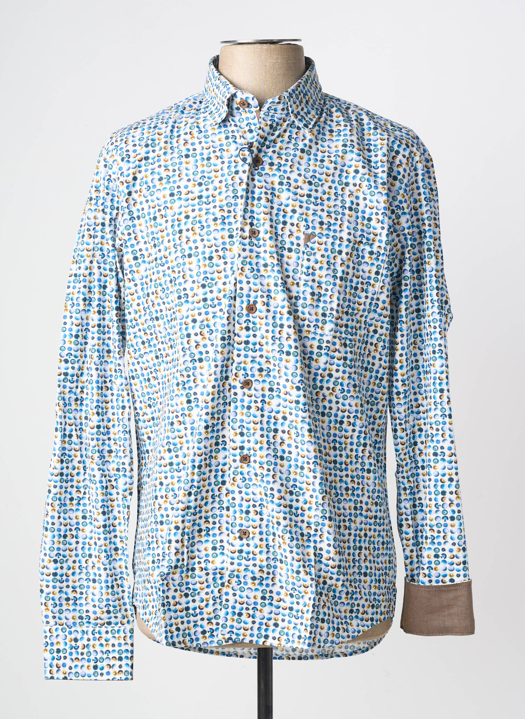 Chemise manches longues imprimé fantaisie blanc DARIO BELTRAN homme