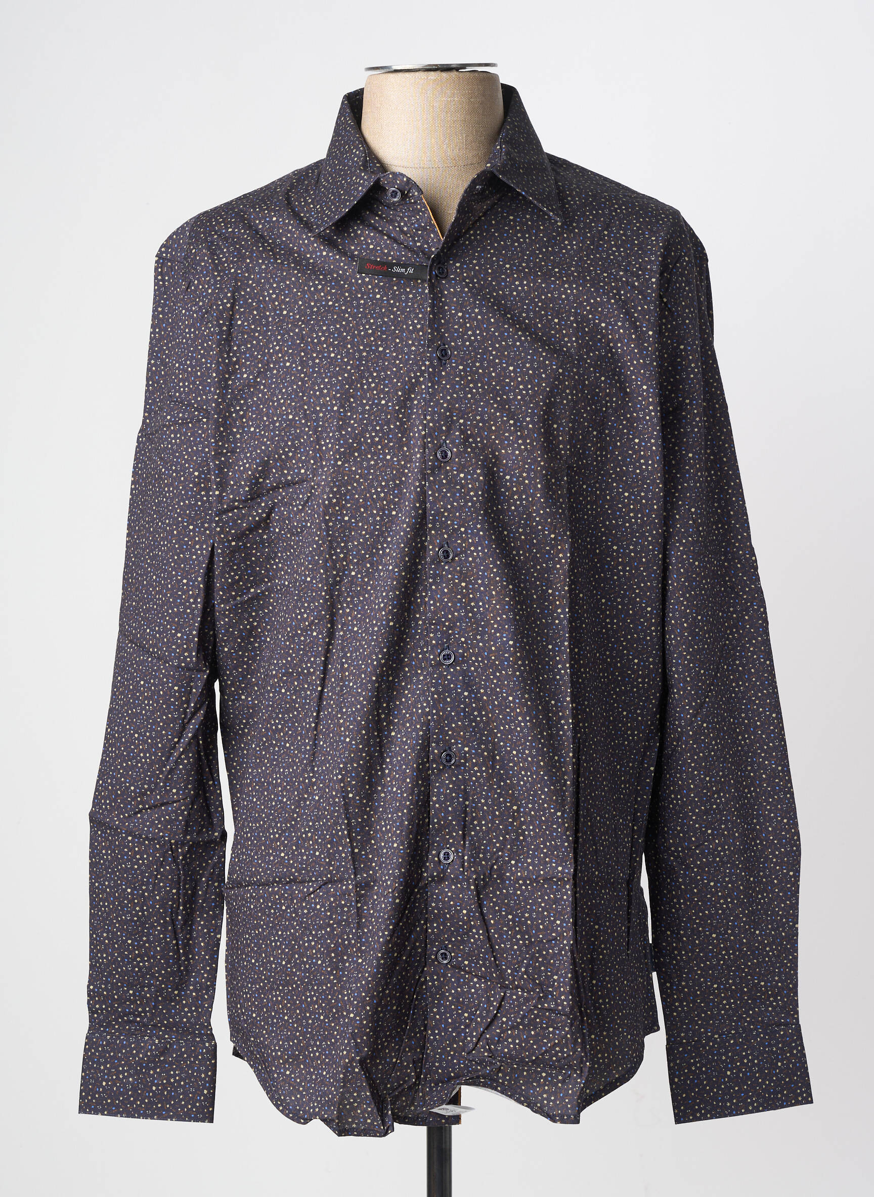Chemise manches longues coupe cintrée marron IZAC homme