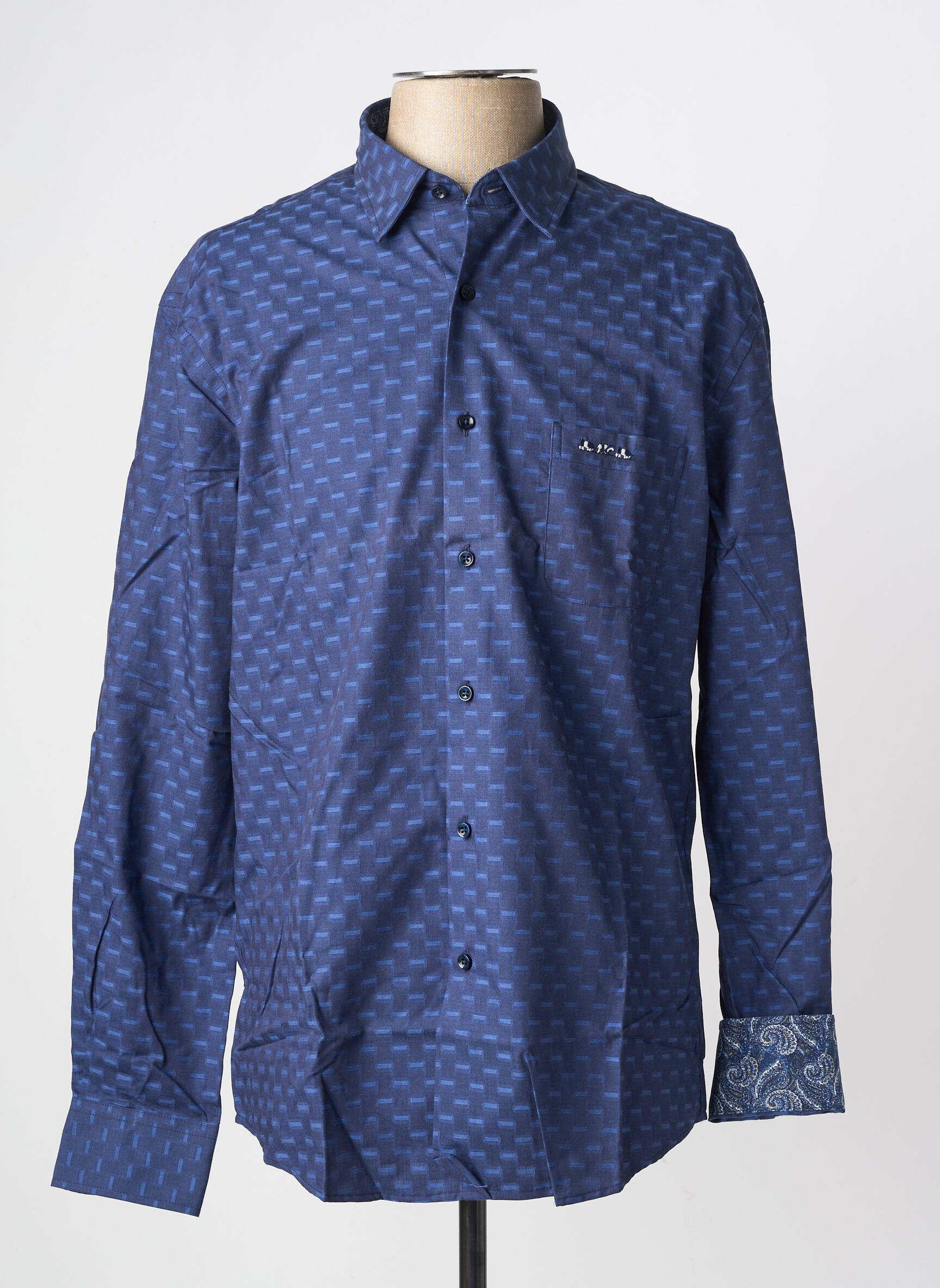 Chemise manches longues poches bleu MISE AU GREEN homme