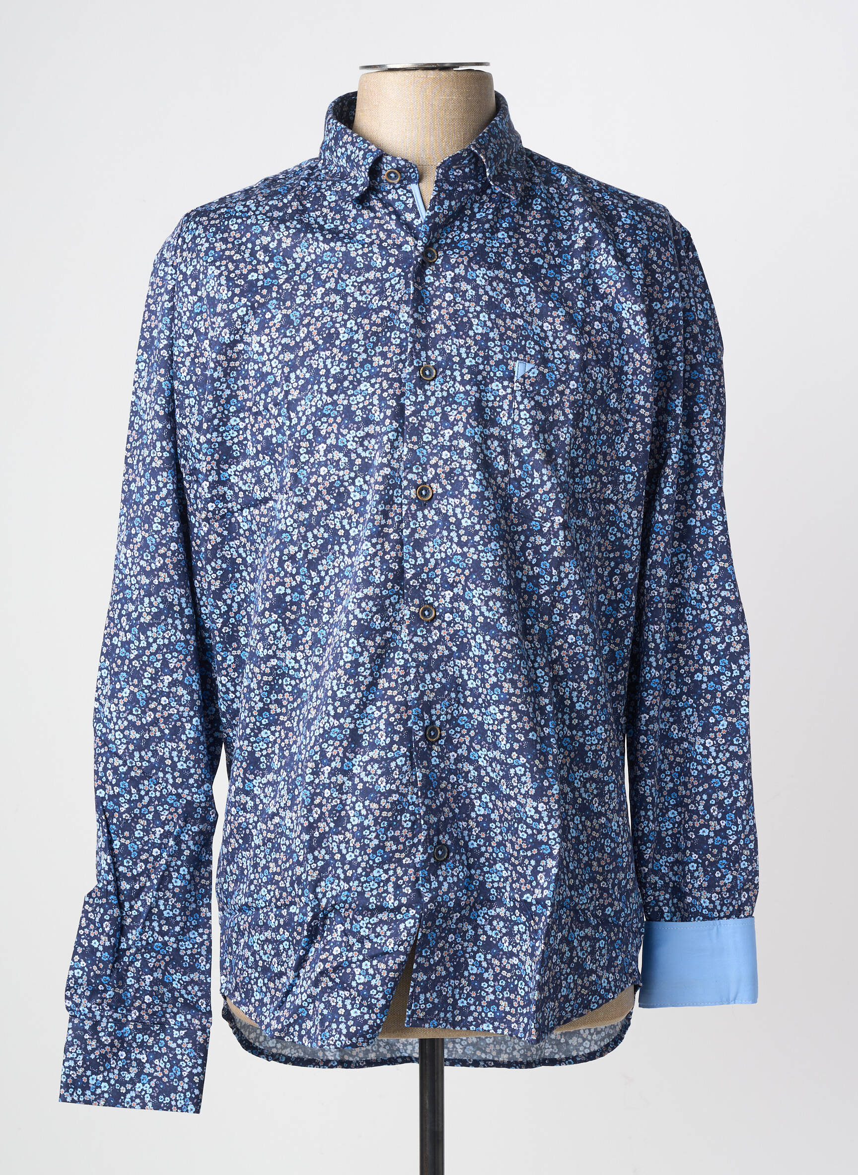 Chemise manches longues poches bleu DARIO BELTRAN homme