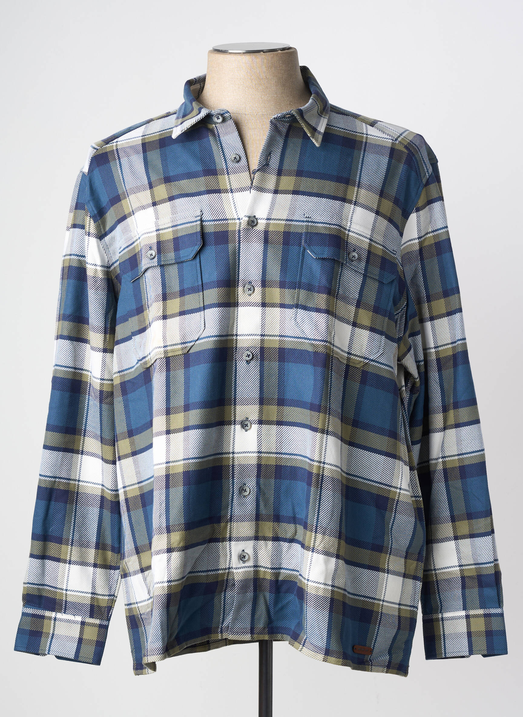 Chemise manches longues poches bleu MISE AU GREEN homme