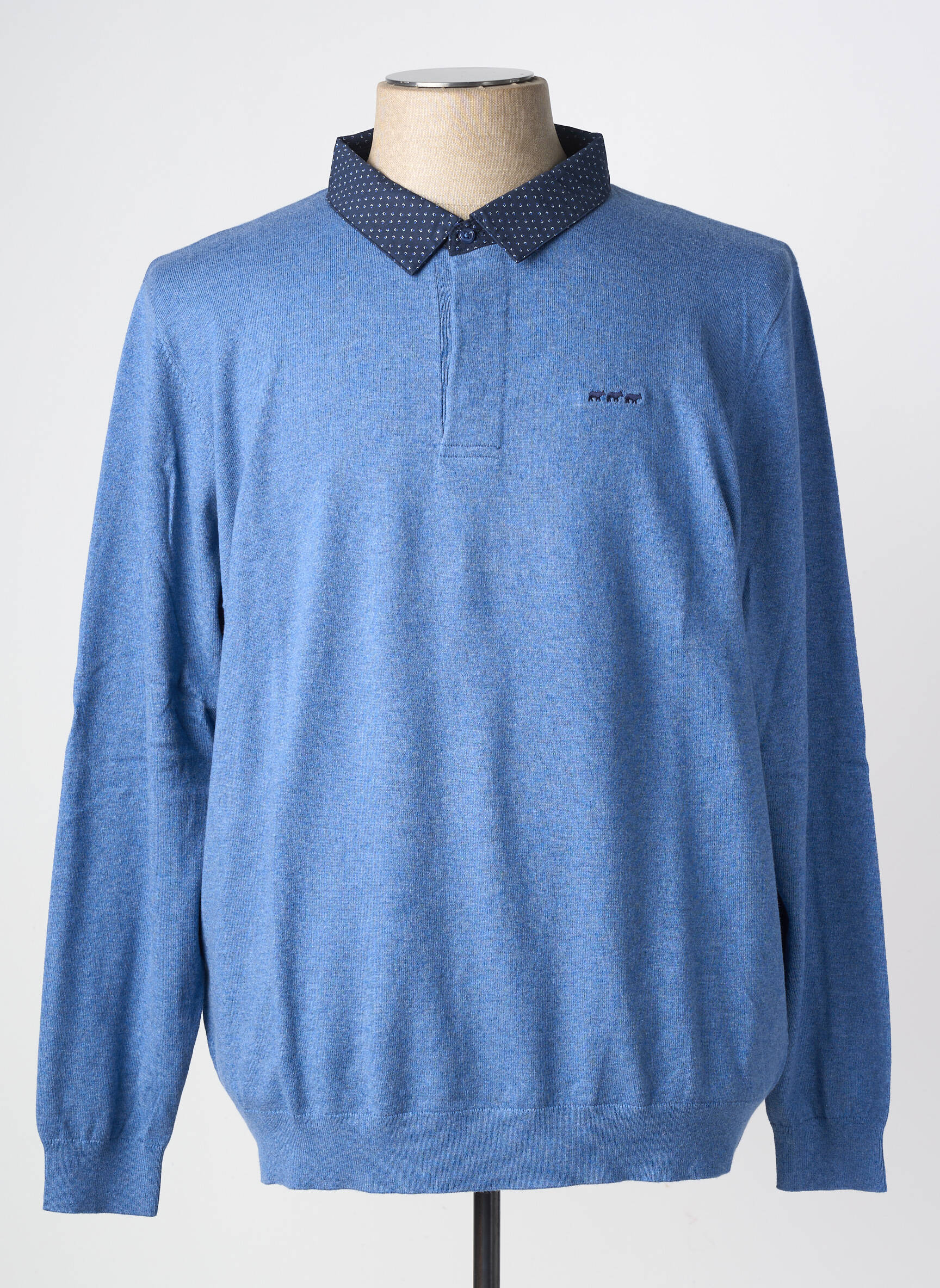 Pull stretch manches longues bleu MISE AU GREEN homme