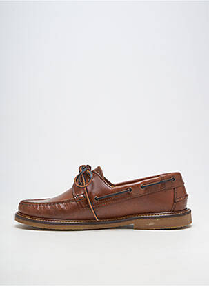Chaussures bâteau matière lisse chiquet marron KOST homme