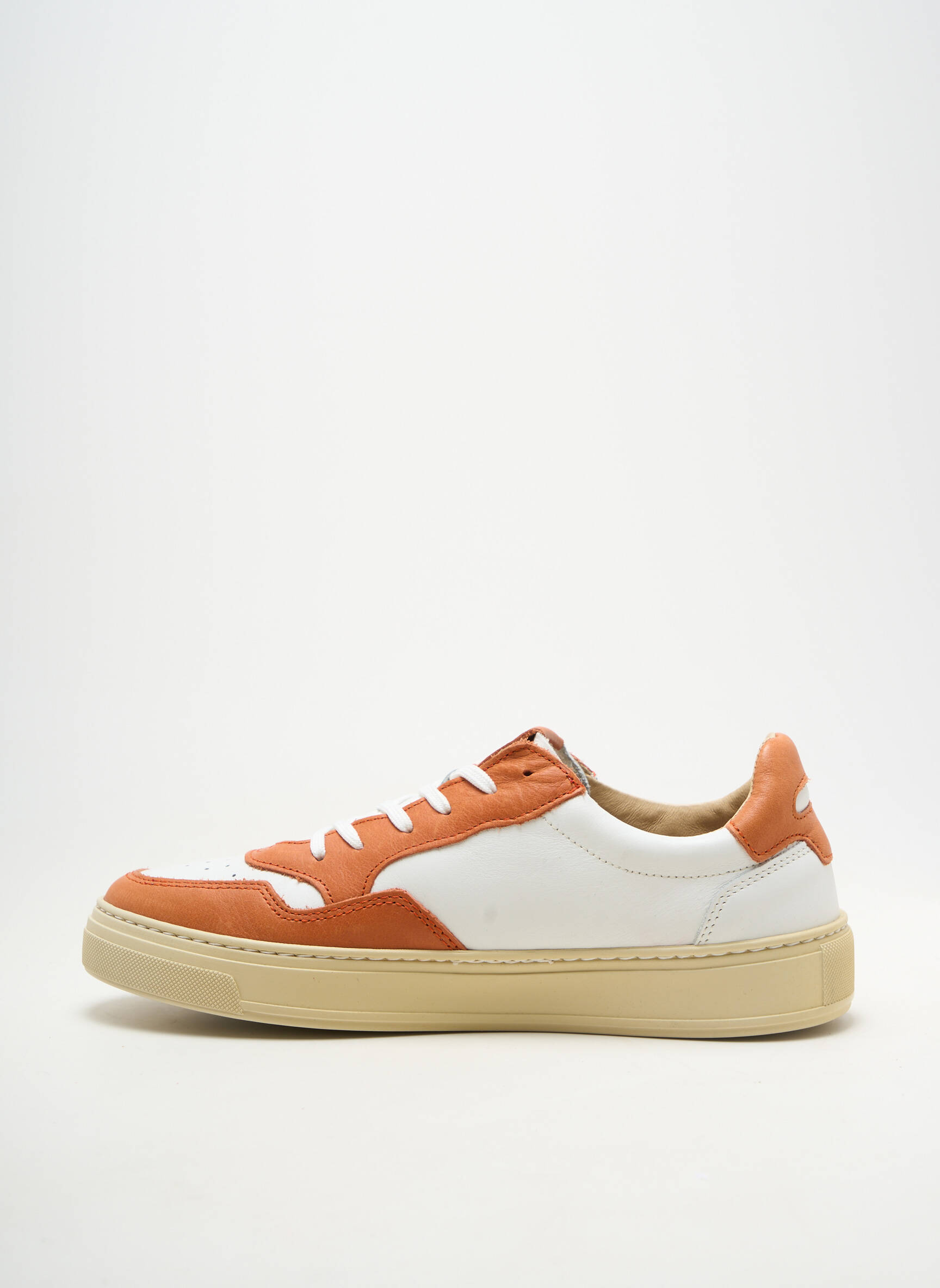 Baskets matière lisse bout rond orange LE FORMIER homme