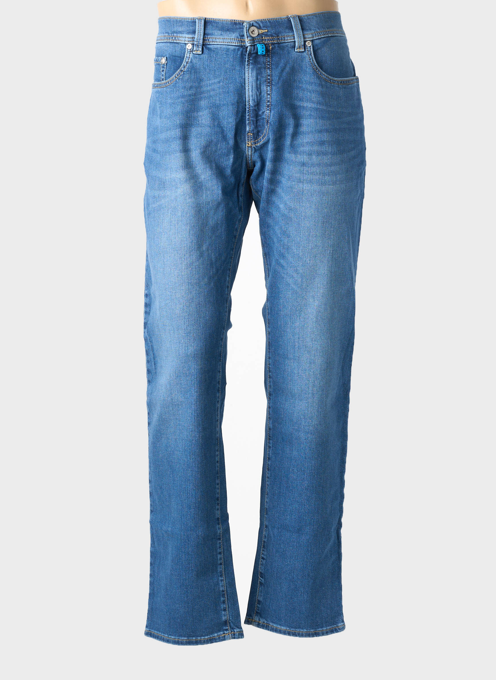 Jeans coupe droite fermeture zippée sous rabat boutonné taille normale bleu PIERRE CARDIN homme