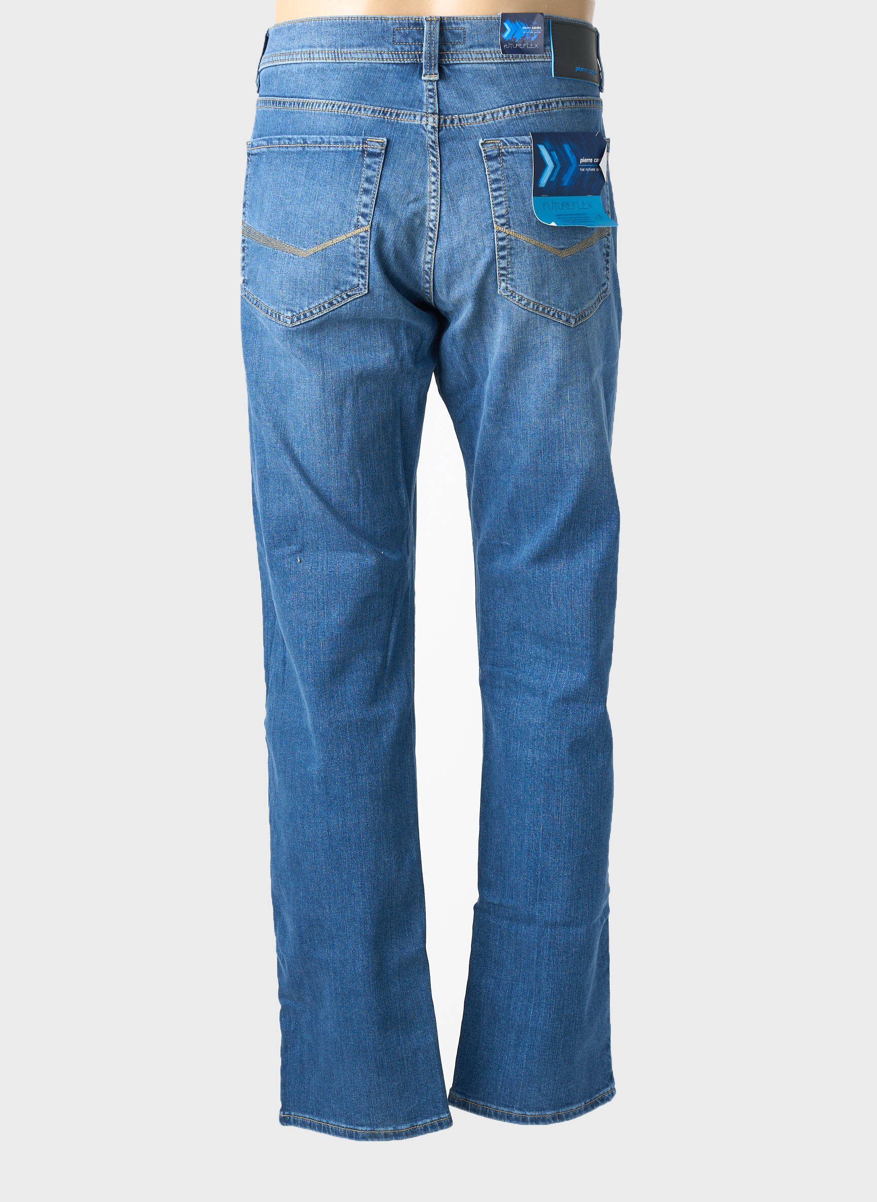 Jeans coupe droite fermeture zippée sous rabat boutonné taille normale bleu PIERRE CARDIN homme