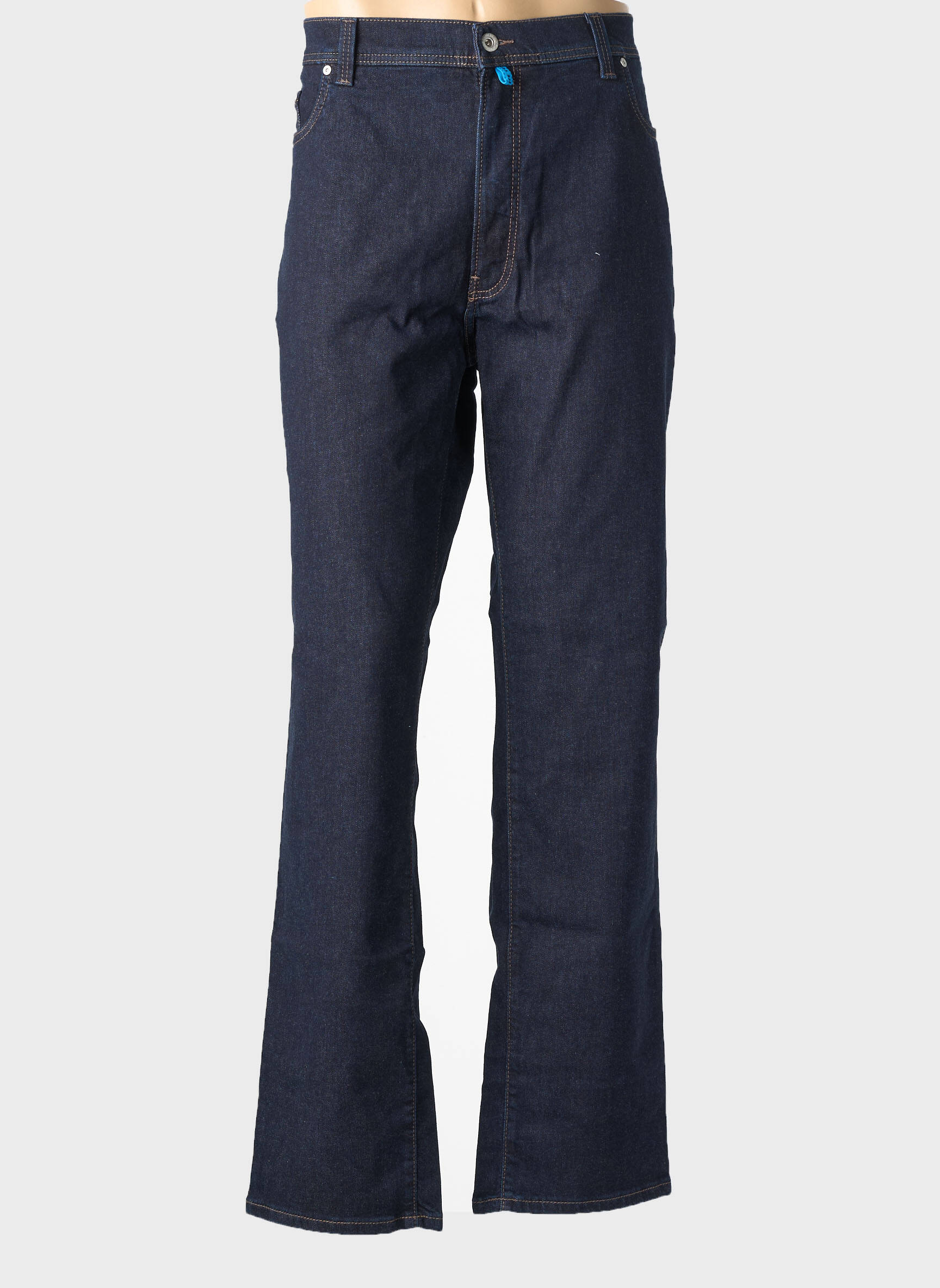 Jeans coupe droite fermeture zippée sous rabat boutonné taille normale bleu PIERRE CARDIN homme