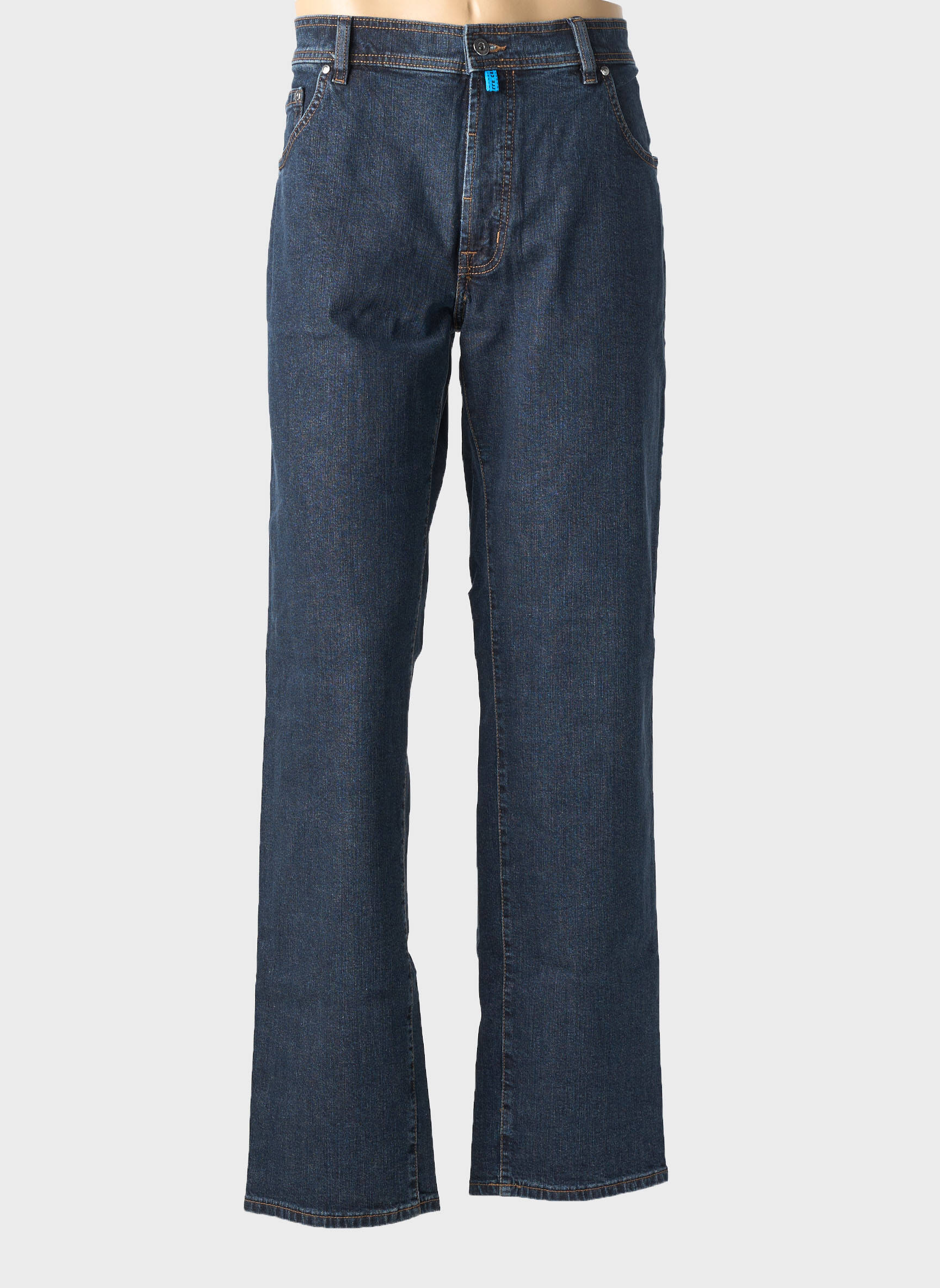 Jeans coupe droite fermeture zippée sous rabat boutonné taille normale bleu PIERRE CARDIN homme