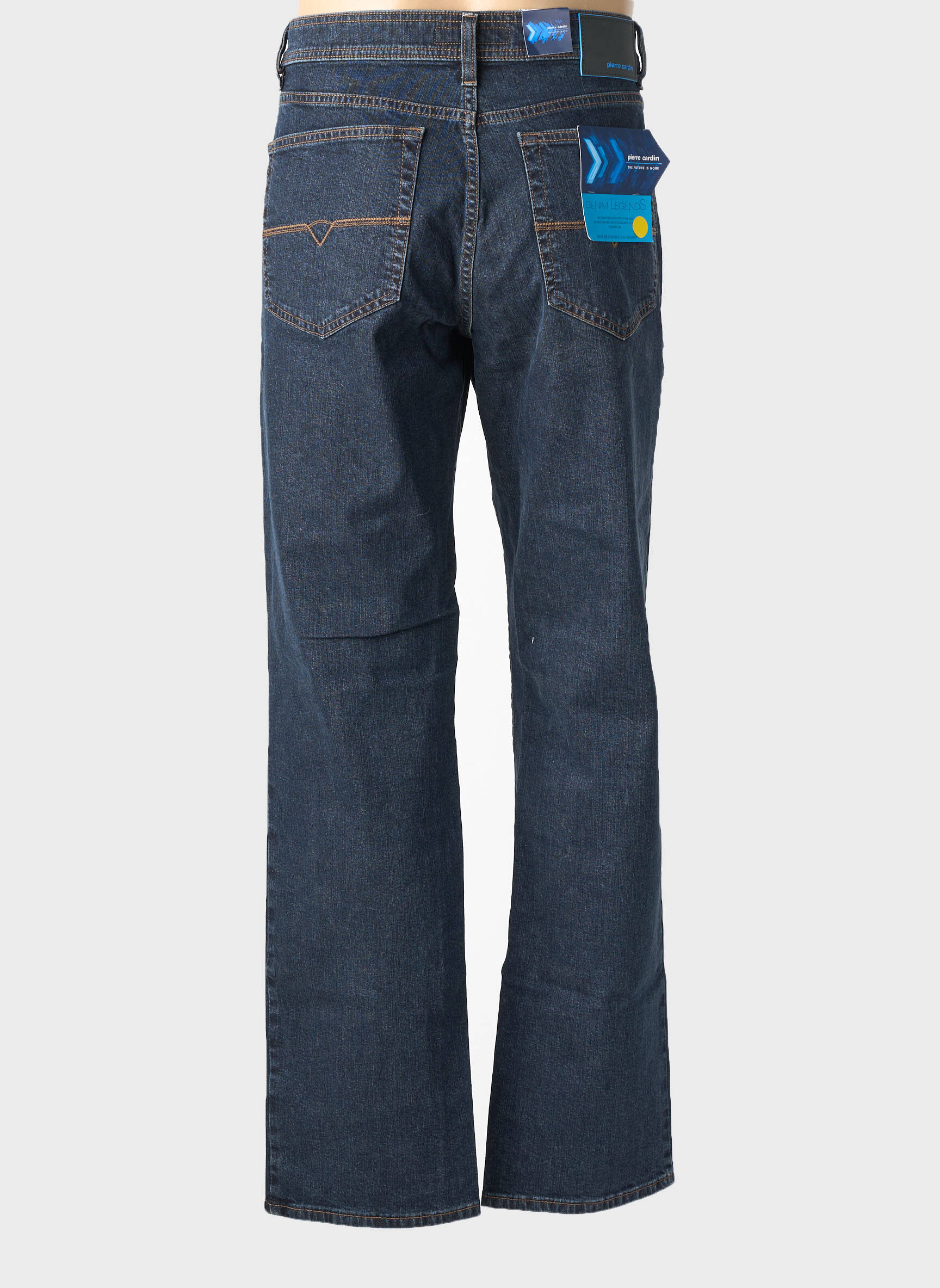 Jeans coupe droite fermeture zippée sous rabat boutonné taille normale bleu PIERRE CARDIN homme