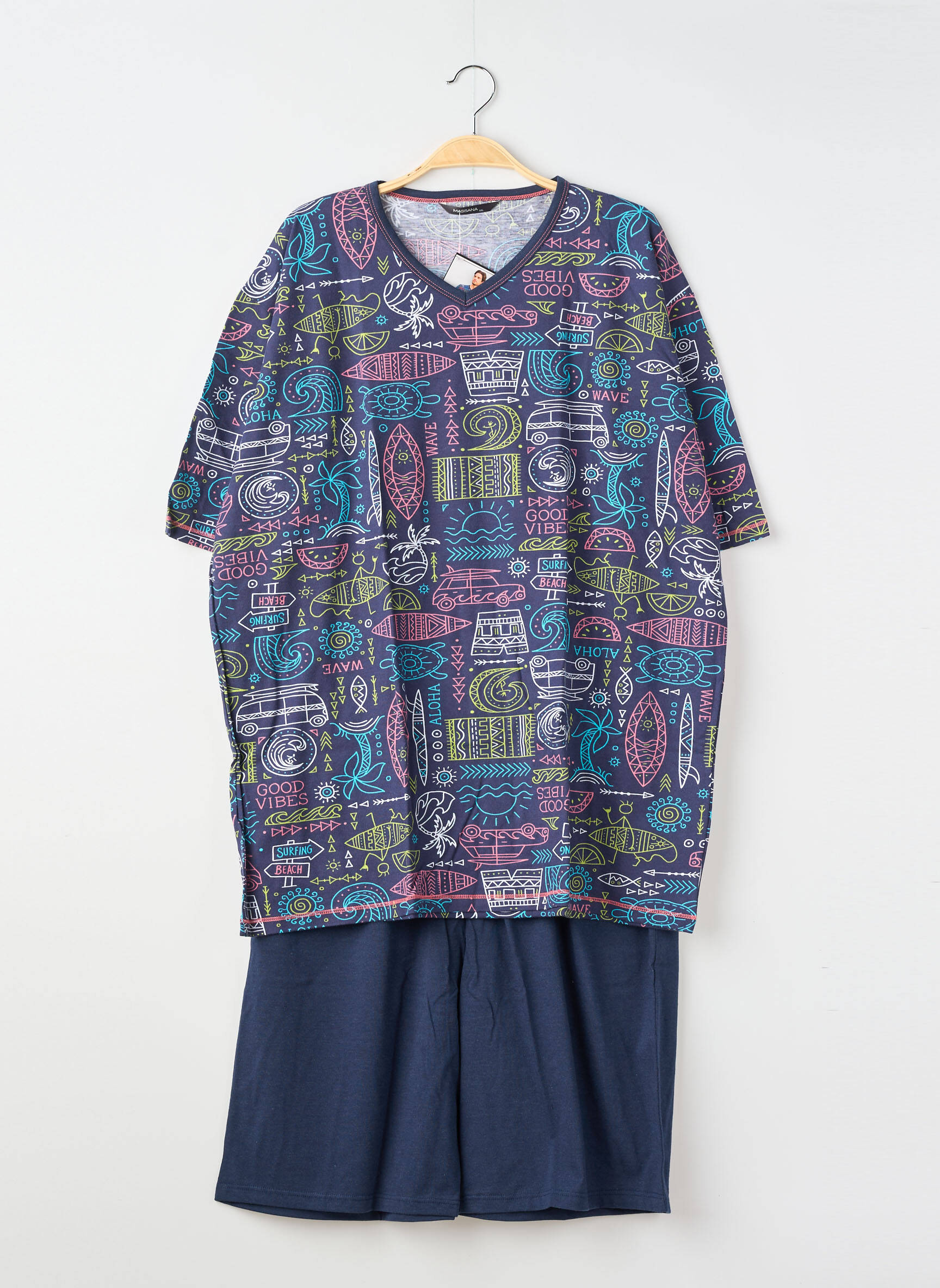 Pyjashort stretch bleu MASSANA homme