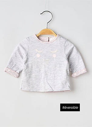 Sweat-shirt manches longues manches longues gris 3 POMMES fille