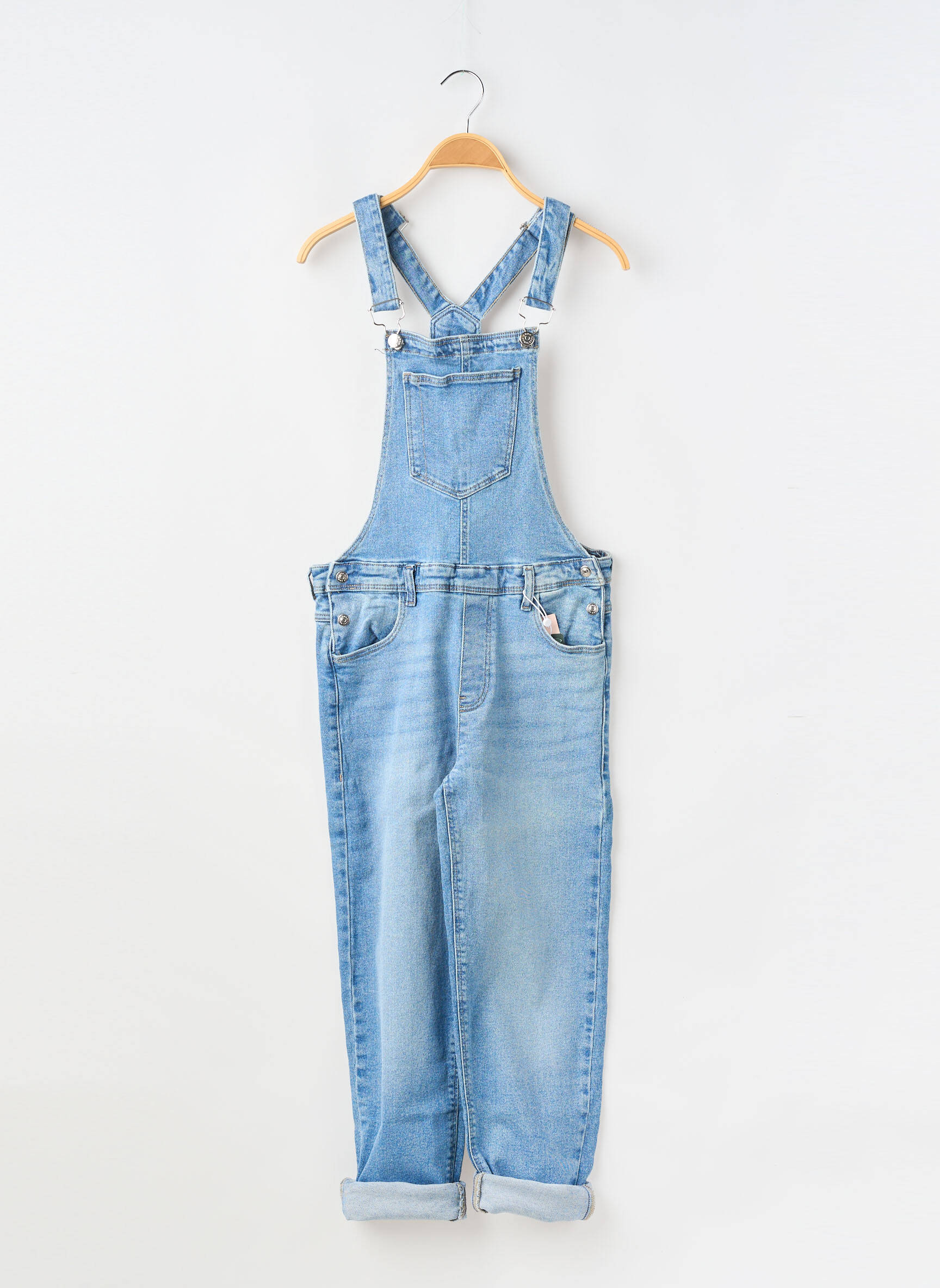 Salopette fermeture boutonnée sur le devant fines bretelles bleu ONLY fille
