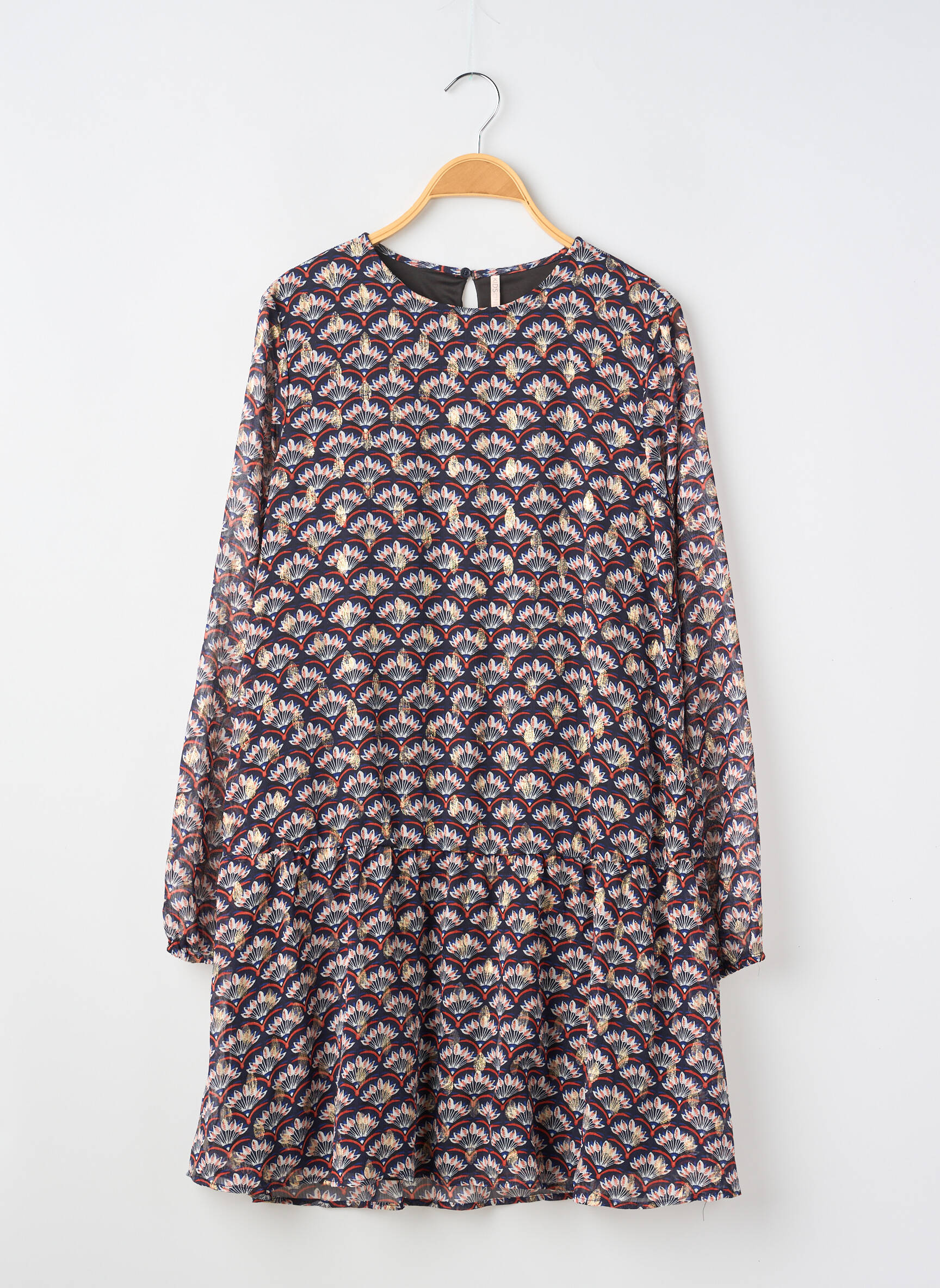 Robe mi-longue col rond manches longues bleu KIDS ONLY fille