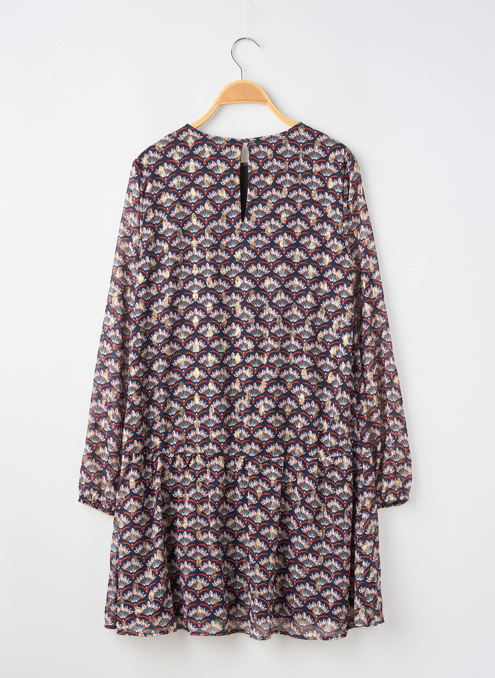 Robe mi-longue col rond manches longues bleu KIDS ONLY fille