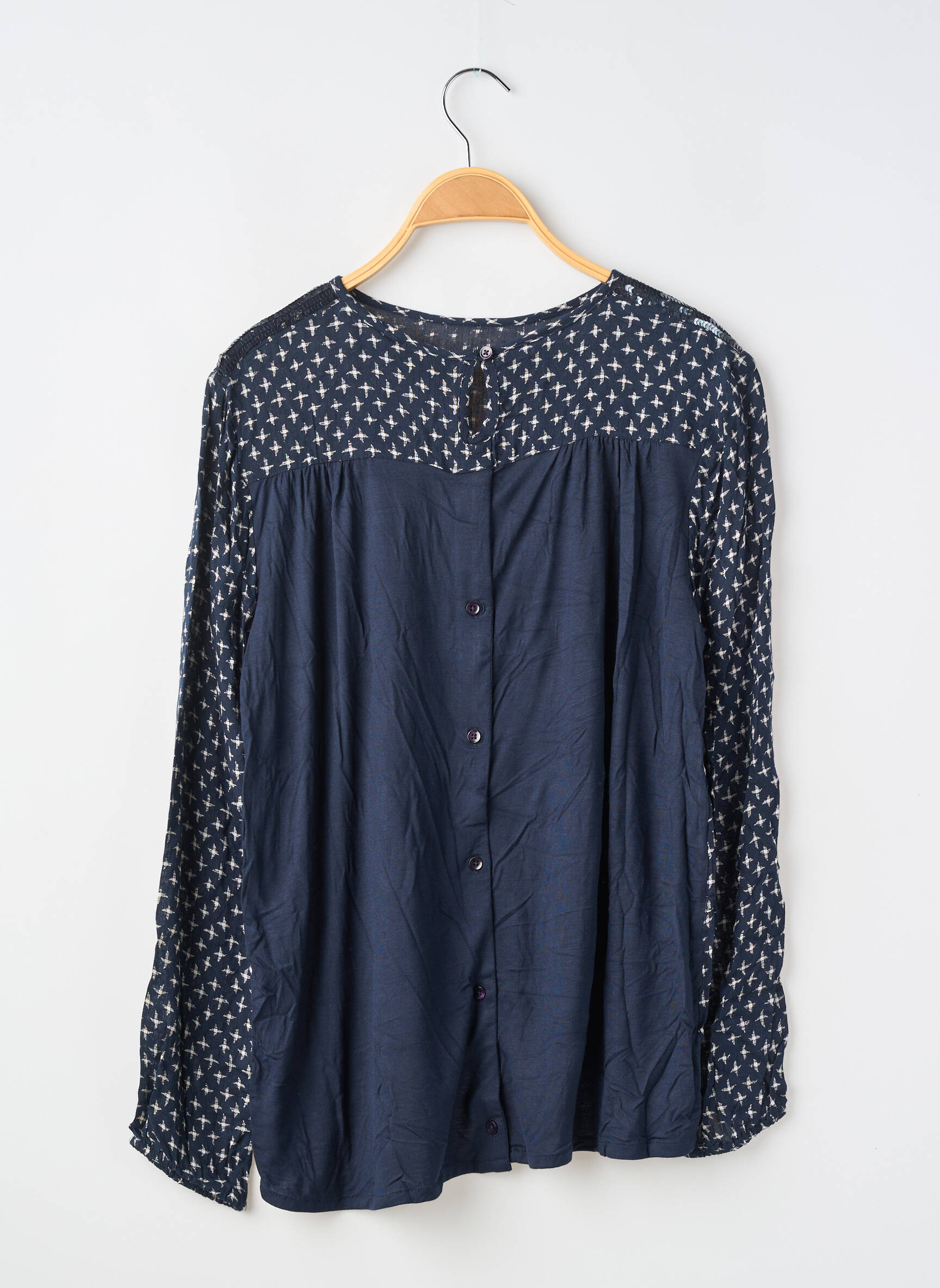 Top imprimé fantaisie manches longues bleu BECKARO fille