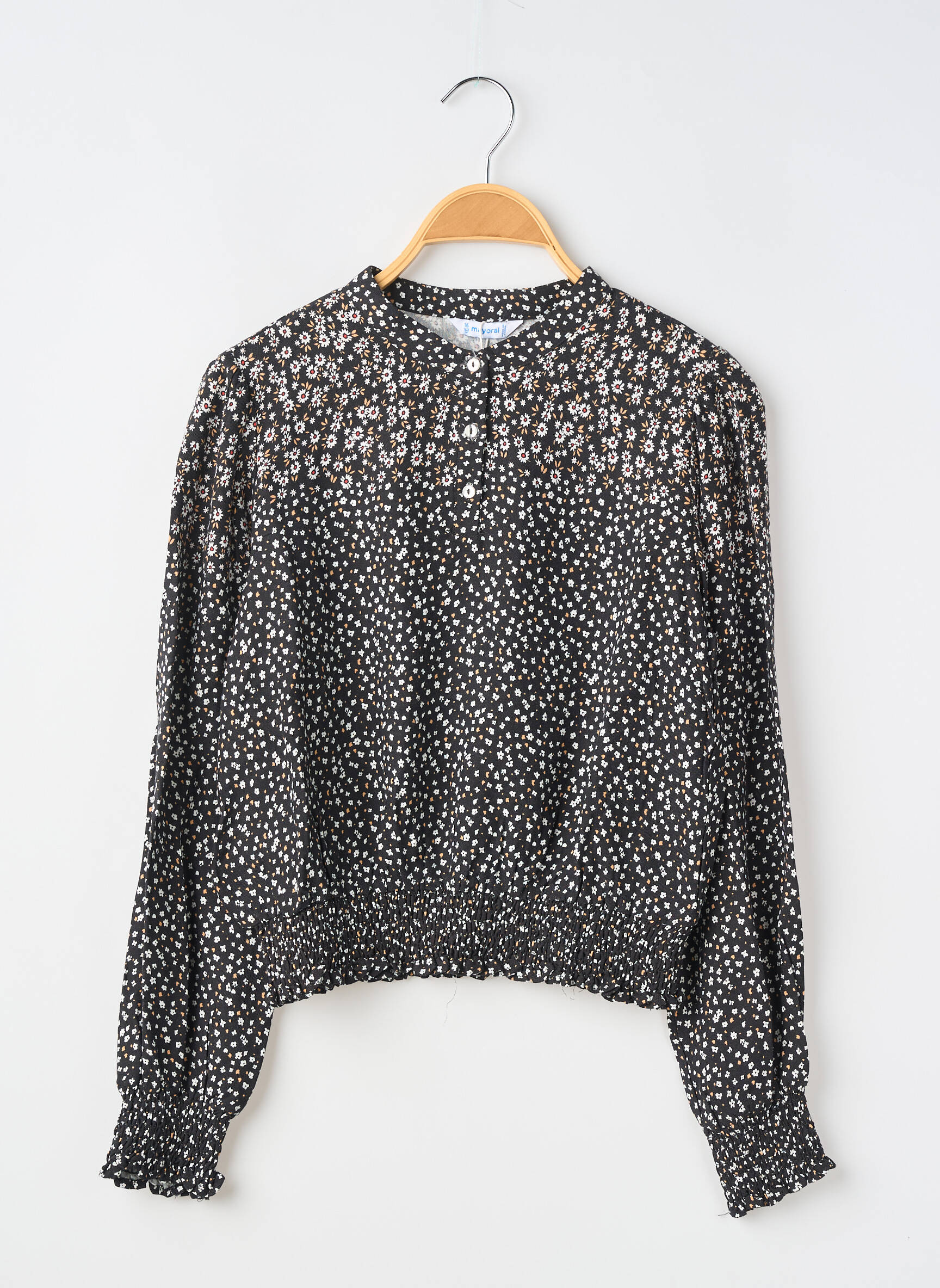 Blouse imprimé fantaisie manches longues noir MAYORAL fille