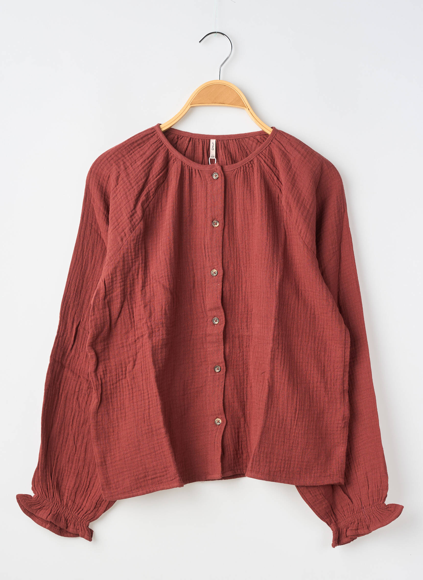 Chemisier manches longues manches longues marron ONLY fille