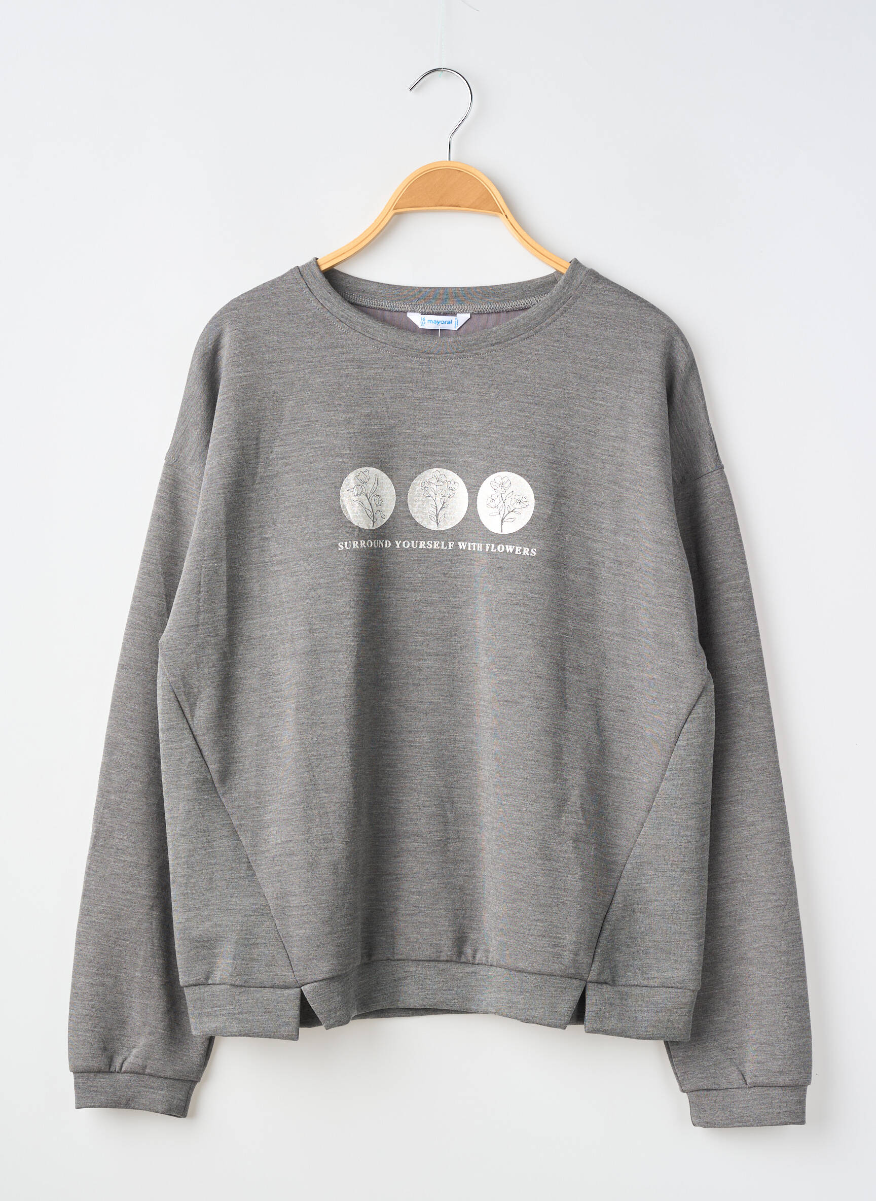 Sweat-shirt manches longues manches longues gris MAYORAL fille