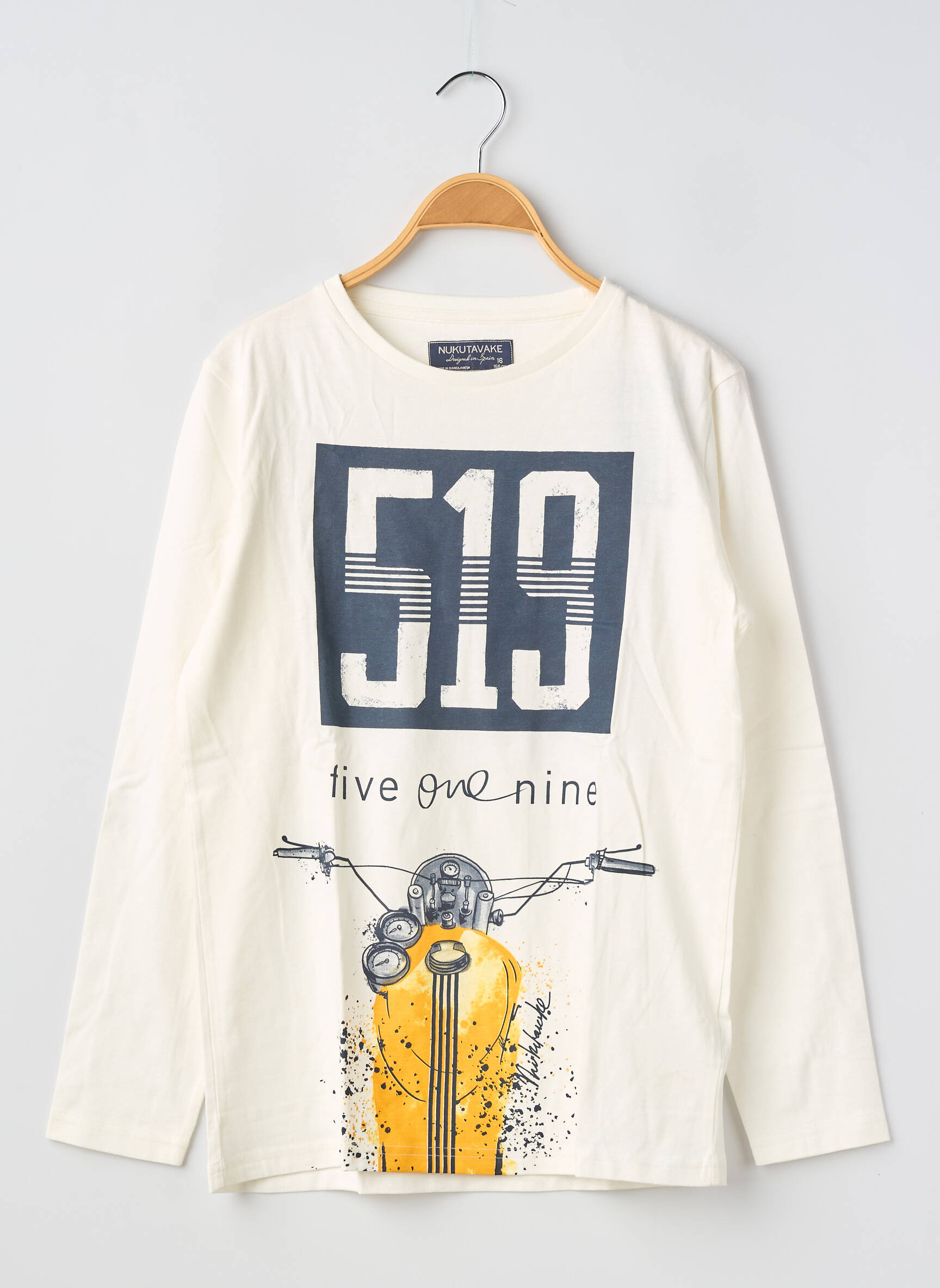 T-shirt manches longues manches longues blanc NUKUTAVAKE garçon