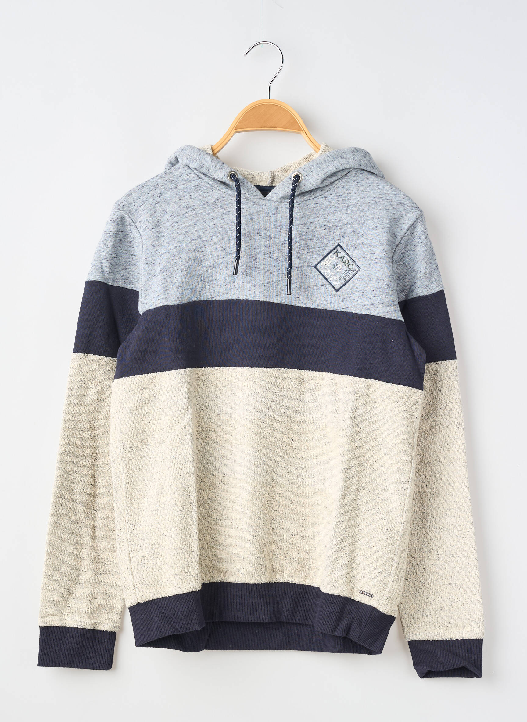 Sweat-shirt à capuche imprimé fantaisie manches longues gris BECKARO garçon