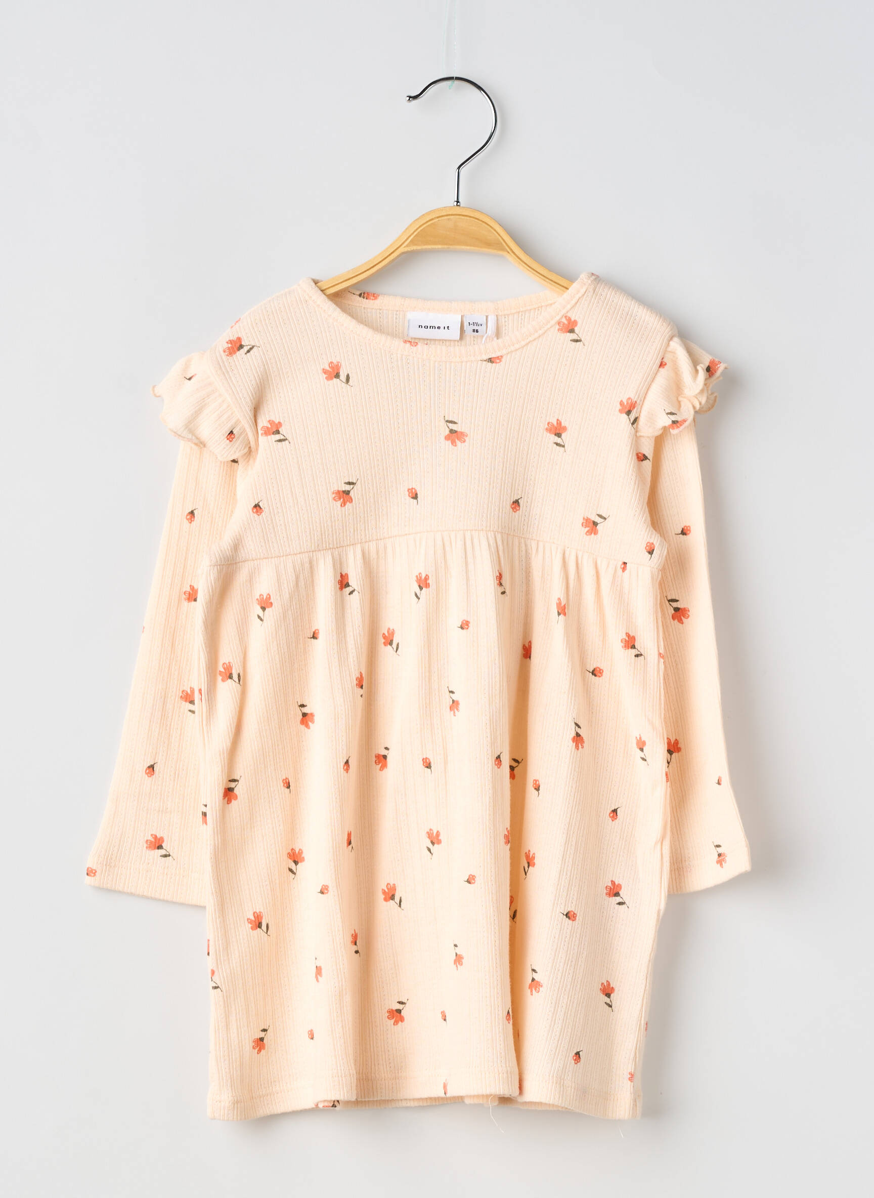 Robe mi-longue col rond manches longues rose NAME IT fille