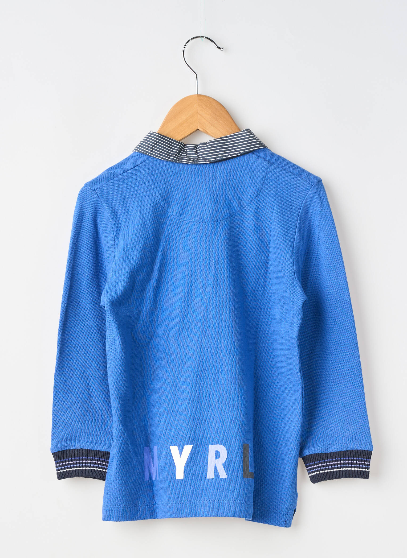 Polo imprimé fantaisie manches longues bleu MAYORAL garçon