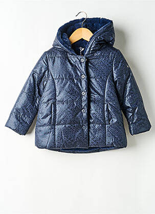 Doudoune poches a capuche bleu 3 POMMES fille