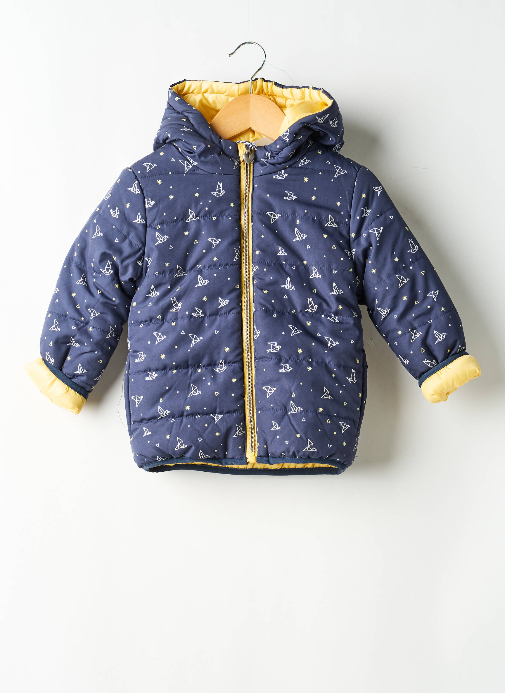 Doudoune poches a capuche bleu 3 POMMES fille