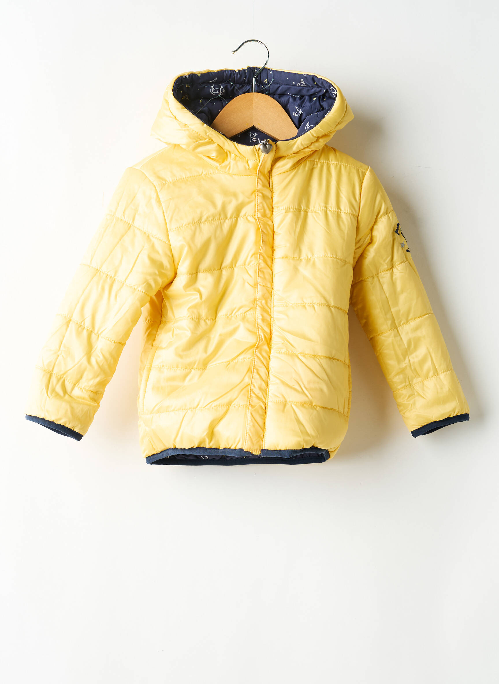 Doudoune poches a capuche bleu 3 POMMES fille