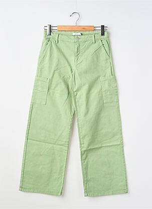 Pantalon droit fermeture zippée sous rabat boutonné vert NAME IT fille