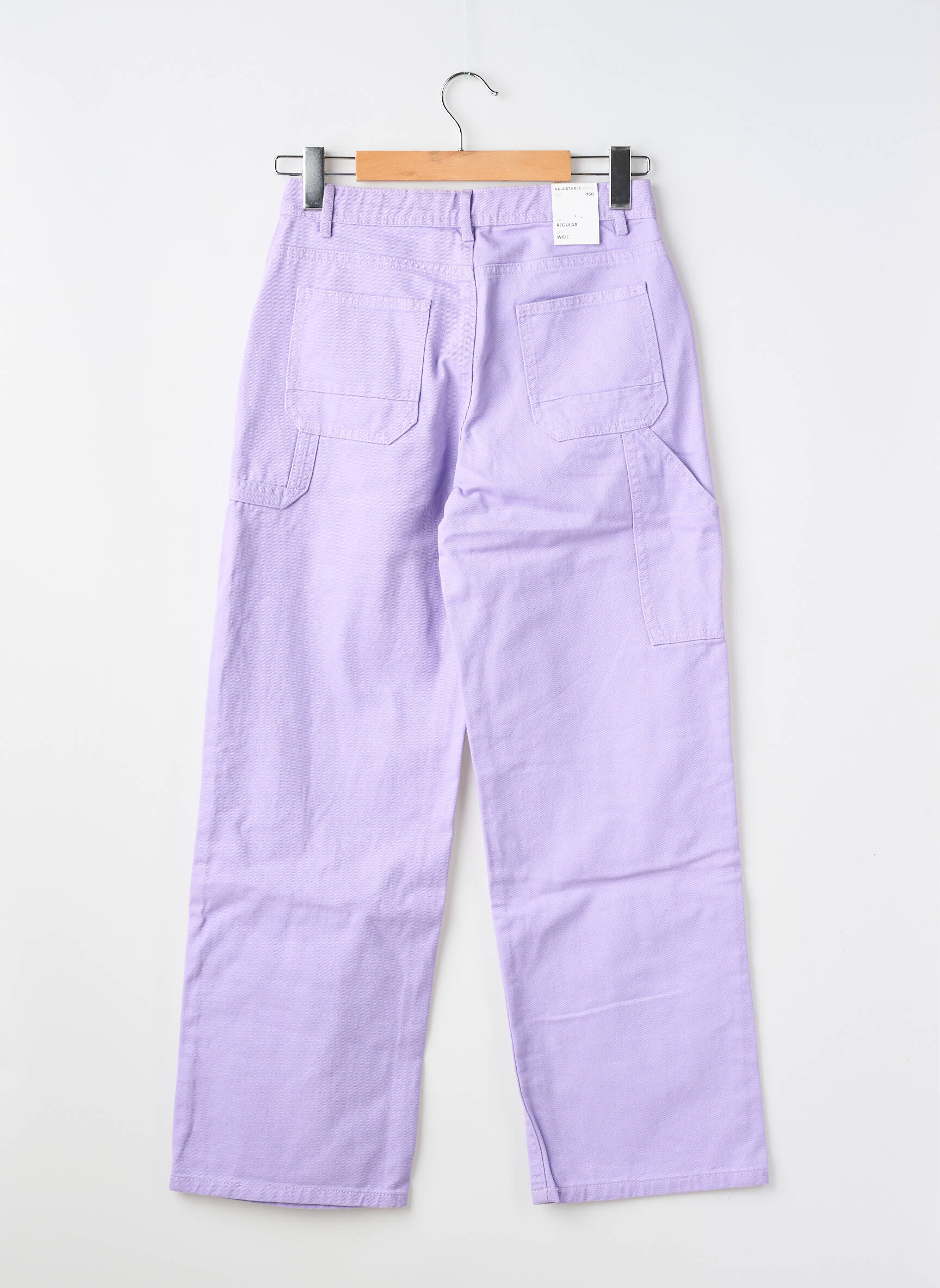 Pantalon droit fermeture zippée sous rabat boutonné violet NAME IT fille