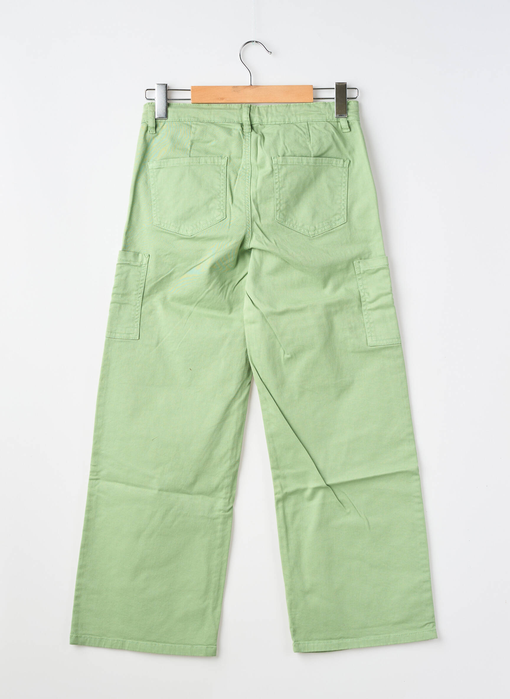 Pantalon droit fermeture zippée sous rabat boutonné vert NAME IT fille