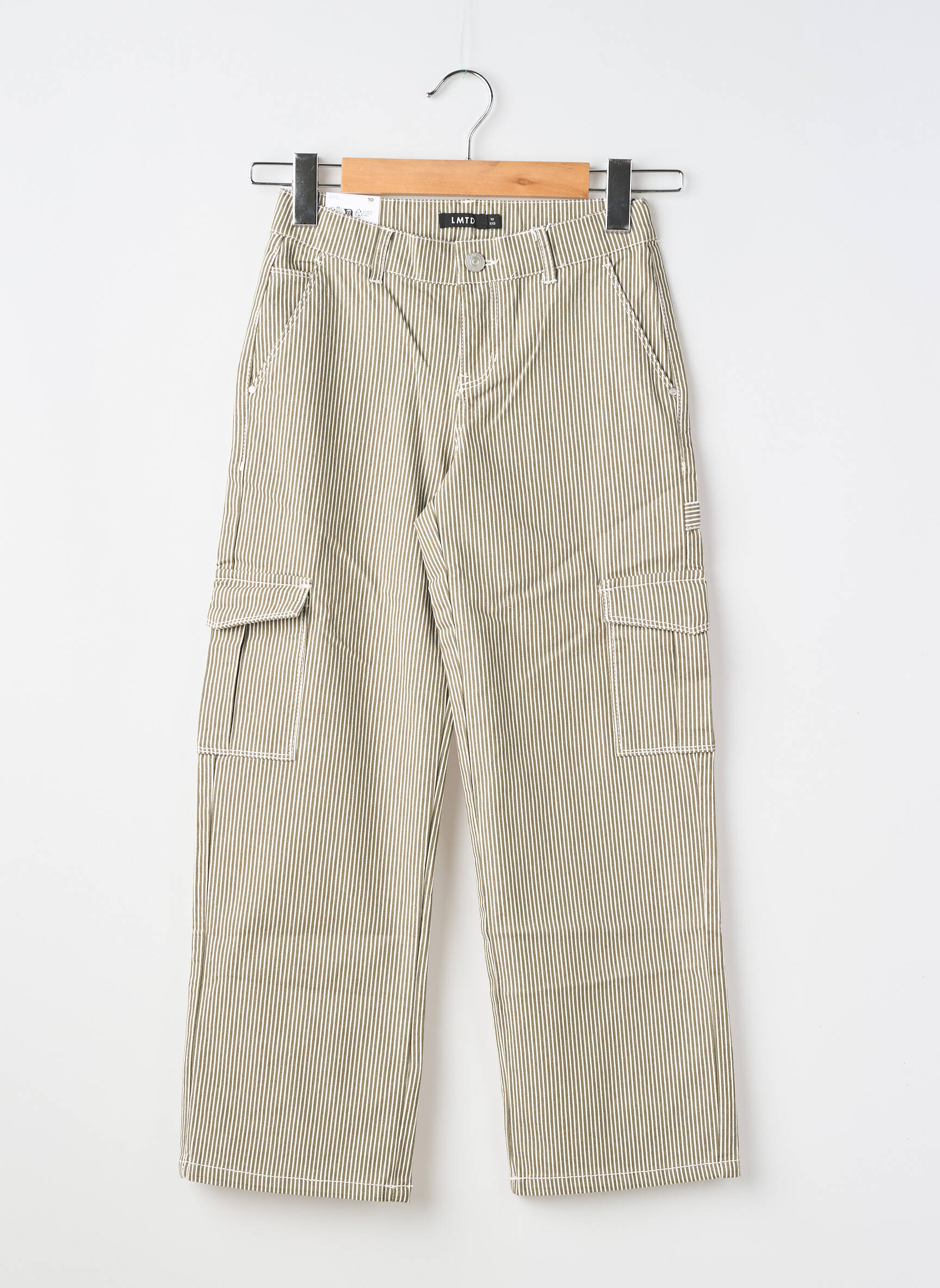 Pantalon cargo poches taille élastique vert LMTD enfant
