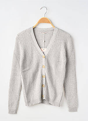 Gilet manches longues col v gris ONLY fille