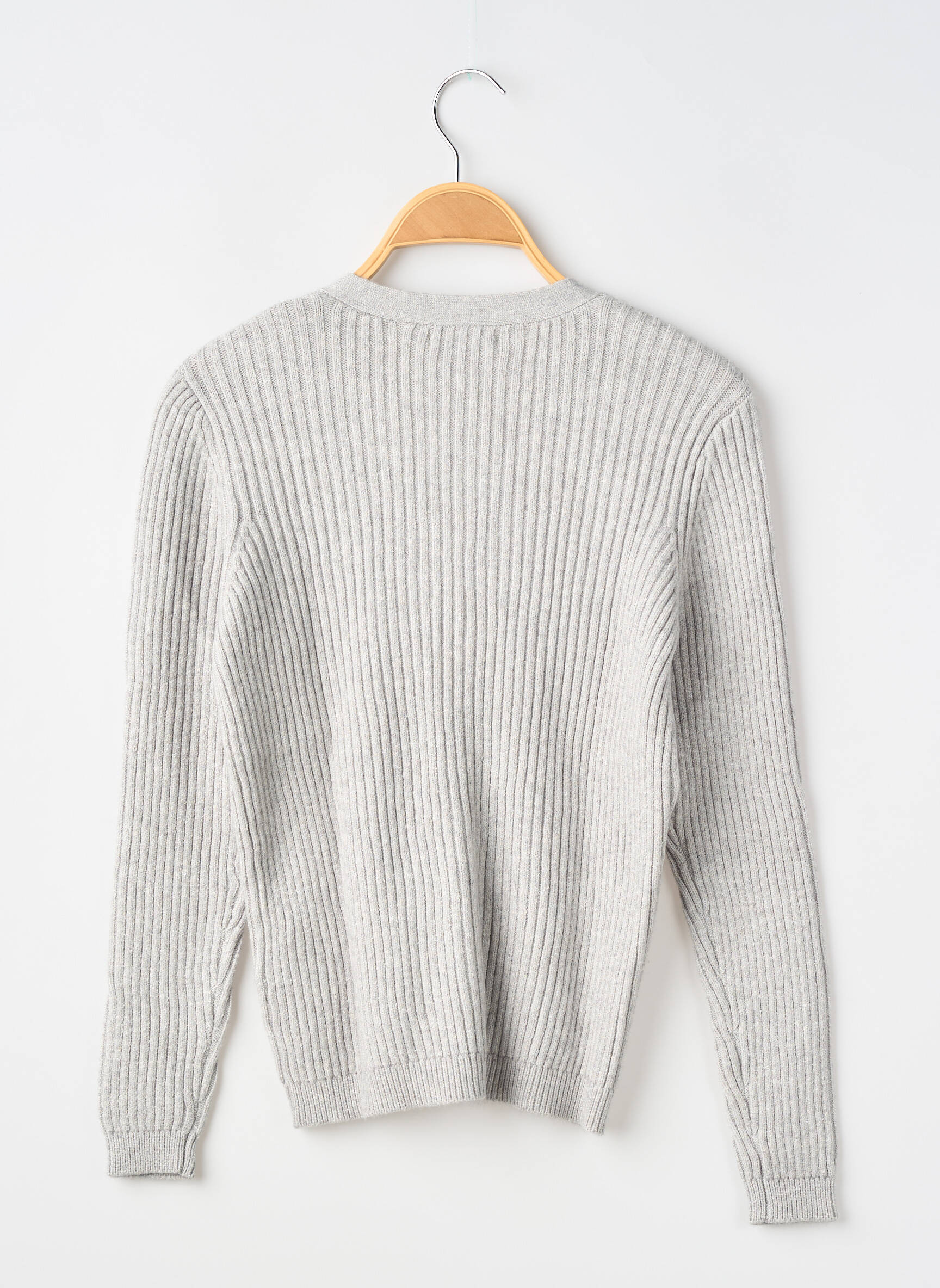 Gilet manches longues col v gris ONLY fille