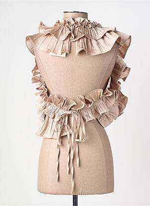 Top coupe cintrée sans manche beige LUMINE femme