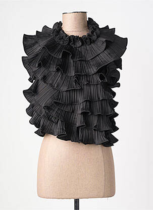 Top coupe cintrée sans manche noir LUMINE femme